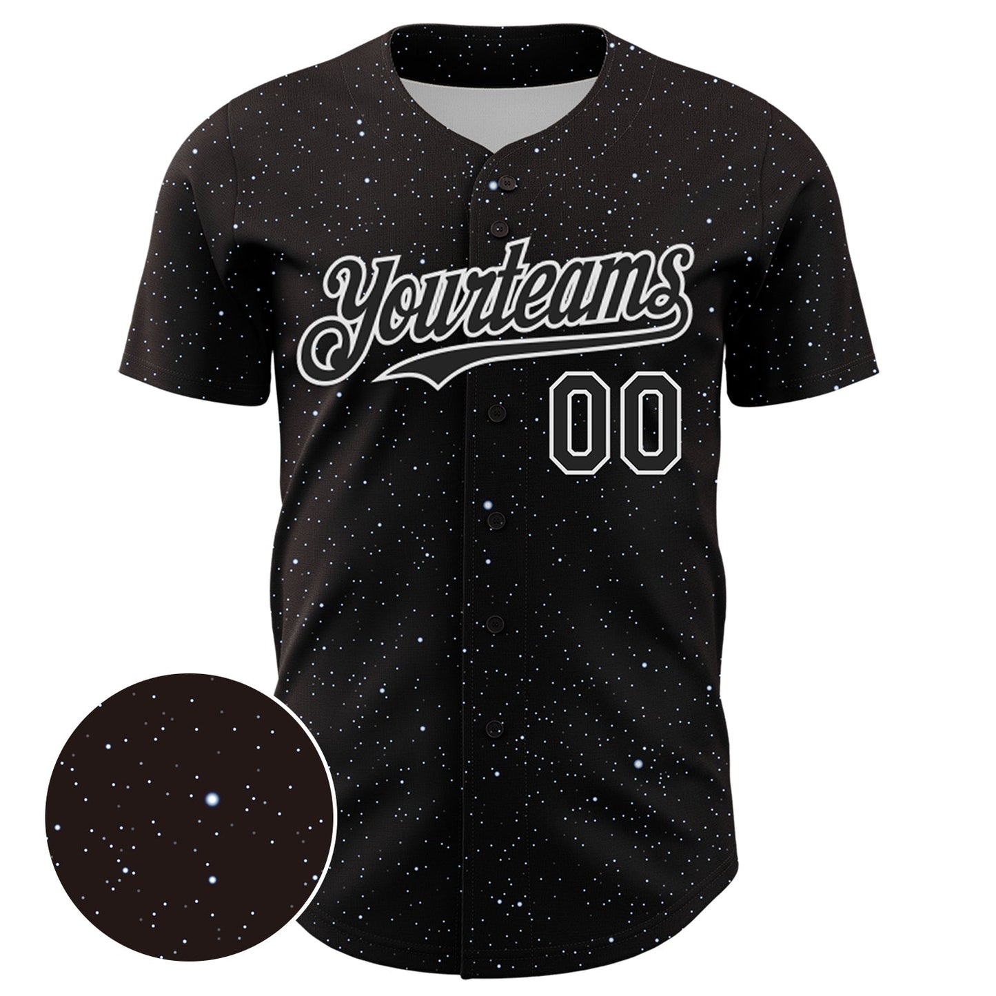 Custom Black White 3D Pattern Design Starry Sky Authentic Baseball Jersey view 2