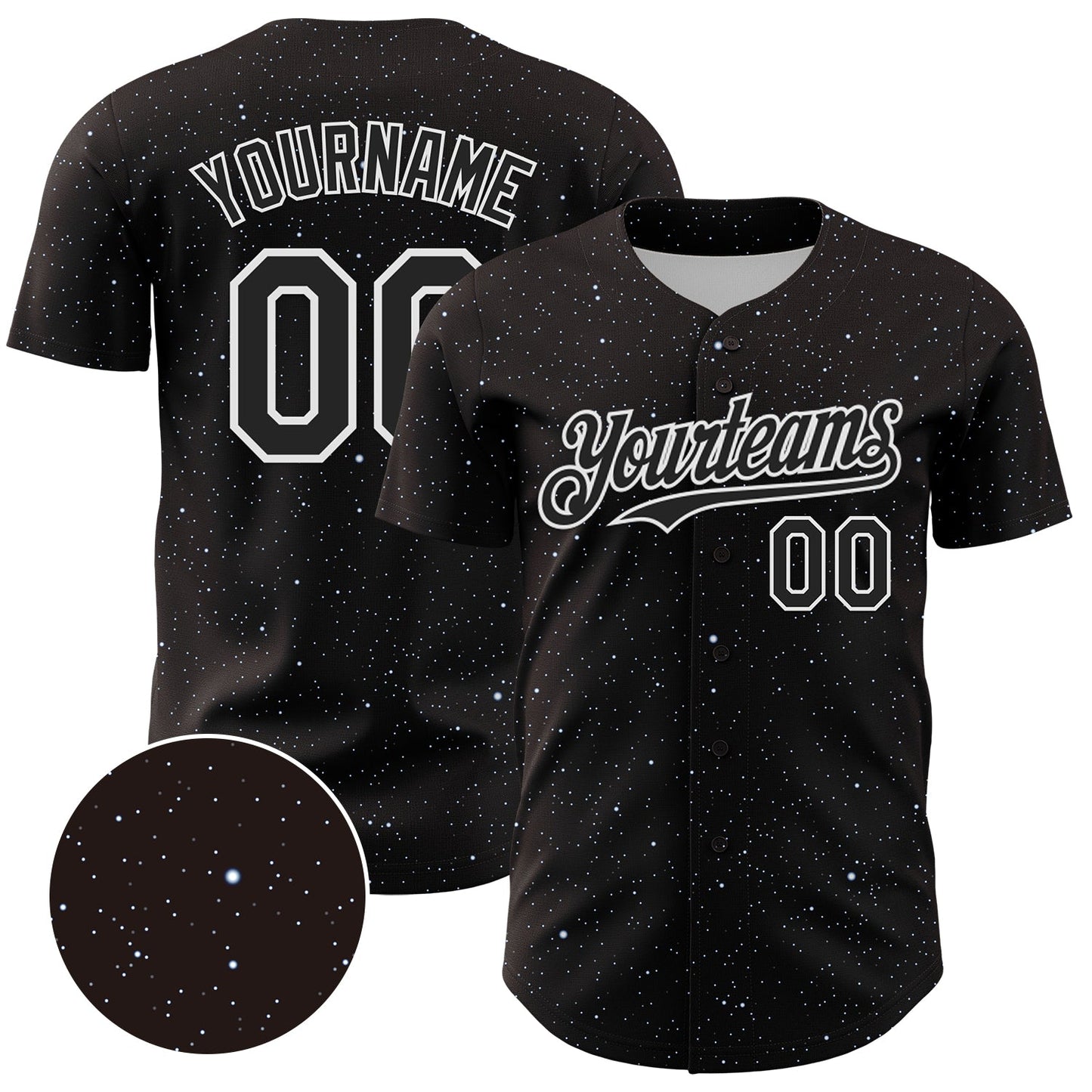Custom Black White 3D Pattern Design Starry Sky Authentic Baseball Jersey - Main View