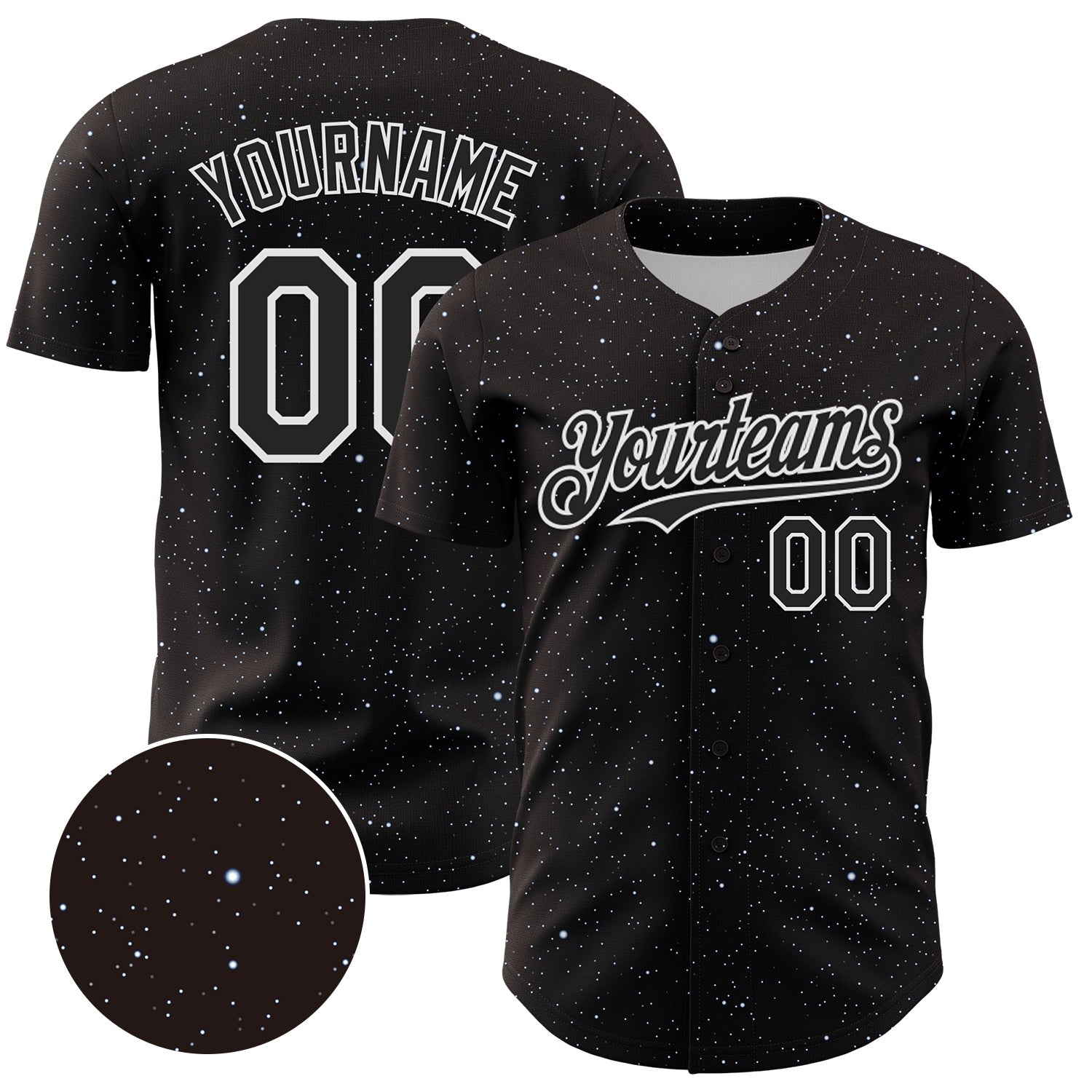 Custom Black White 3D Pattern Design Starry Sky Authentic Baseball Jersey - Main View