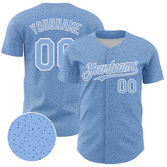 Custom Light Blue White 3D Pattern Design Dots Authentic Baseball Jersey - Main View