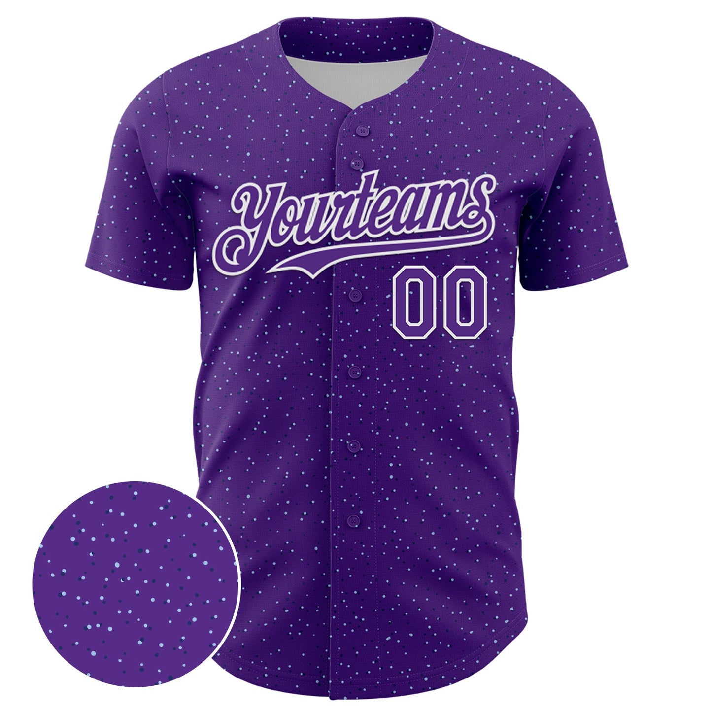 Custom Purple White 3D Pattern Design Dots Authentic Baseball Jersey view 2