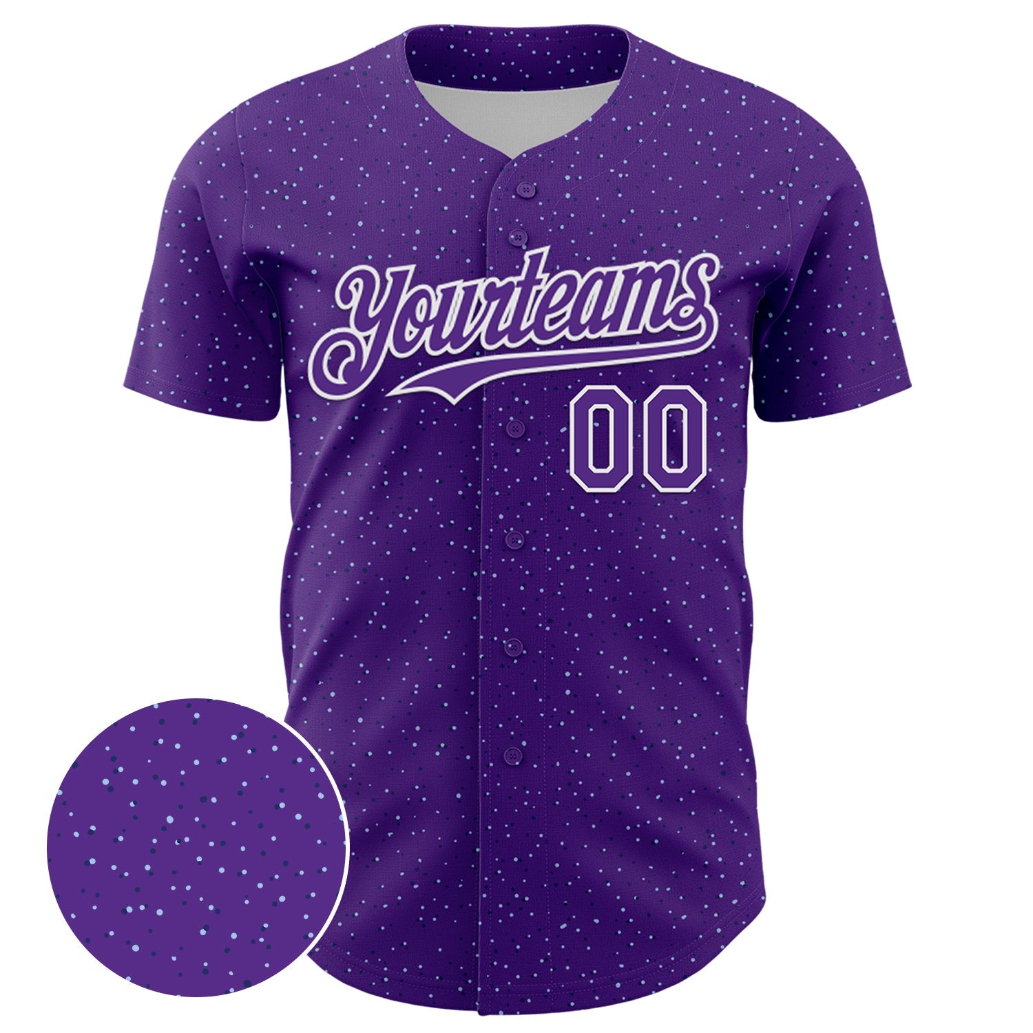 Custom Purple White 3D Pattern Design Dots Authentic Baseball Jersey view 2
