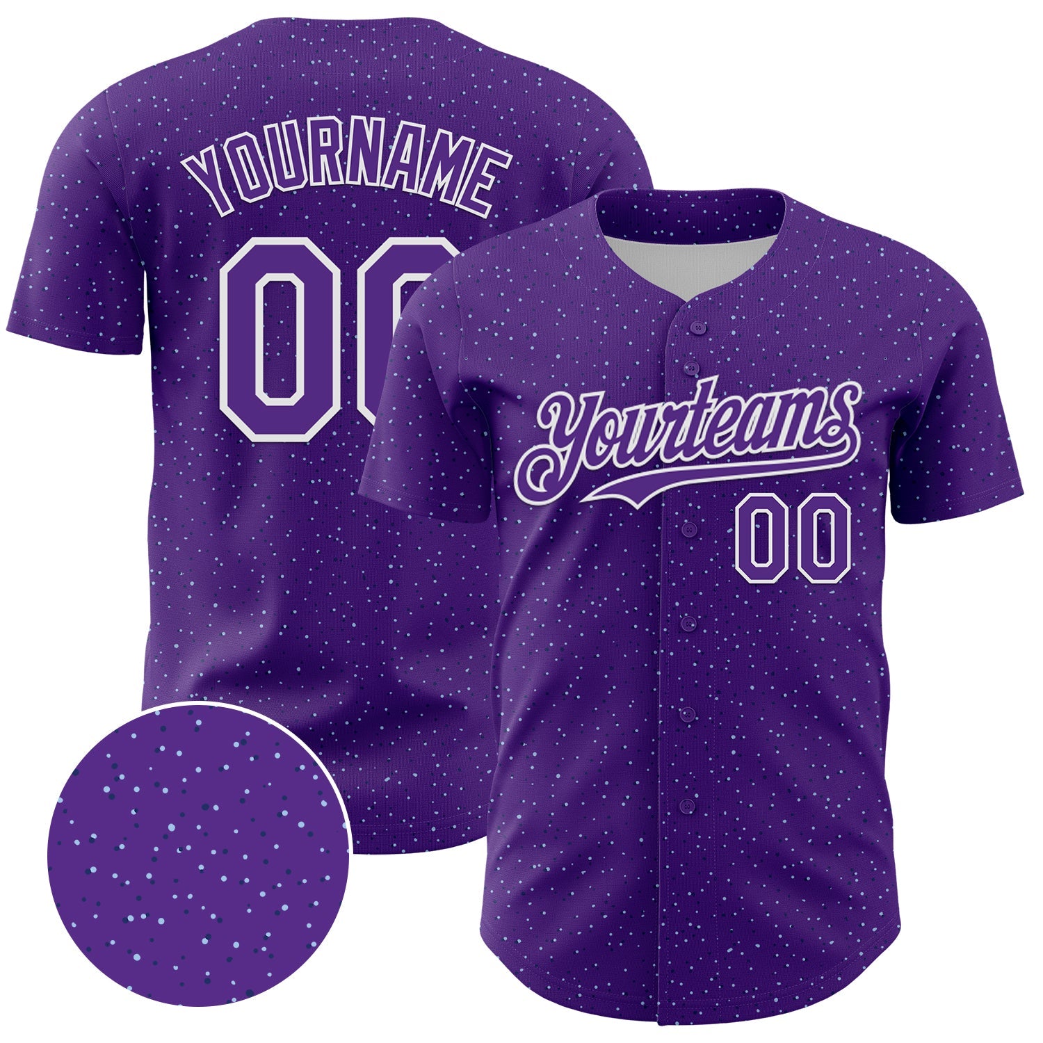 Custom Purple White 3D Pattern Design Dots Authentic Baseball Jersey - Main View