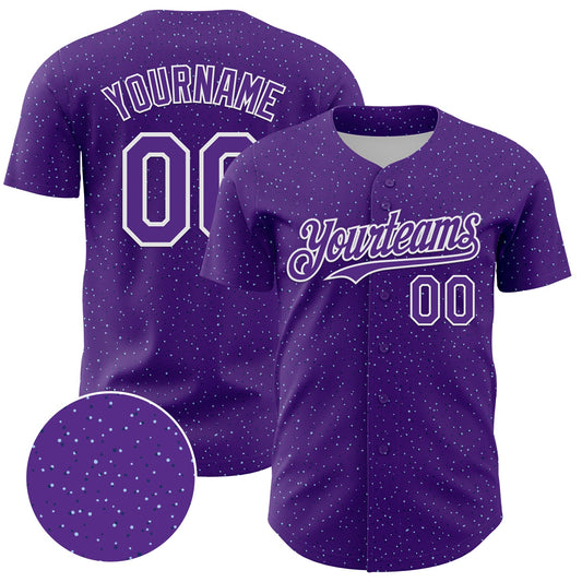 Custom Purple White 3D Pattern Design Dots Authentic Baseball Jersey - Main View