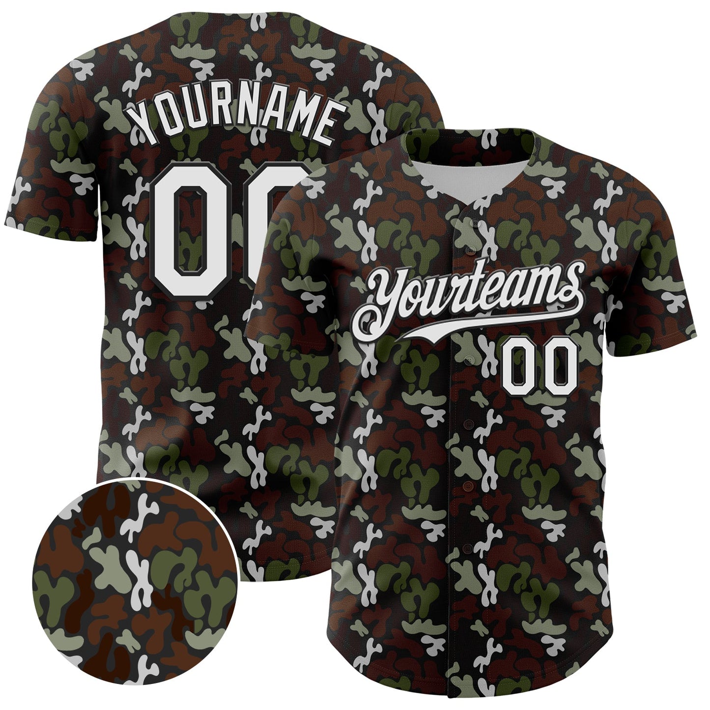 Custom Black White 3D Pattern Design Abstract Spots Authentic Baseball Jersey - Main View
