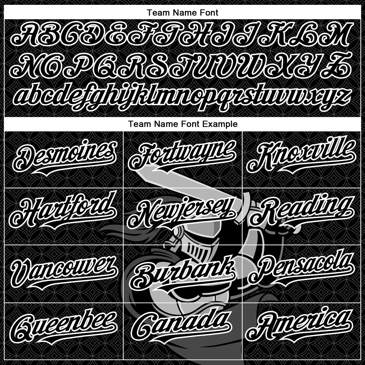 Custom Black White 3D Pattern Design Knight Hero Art Authentic Baseball Jersey view 4