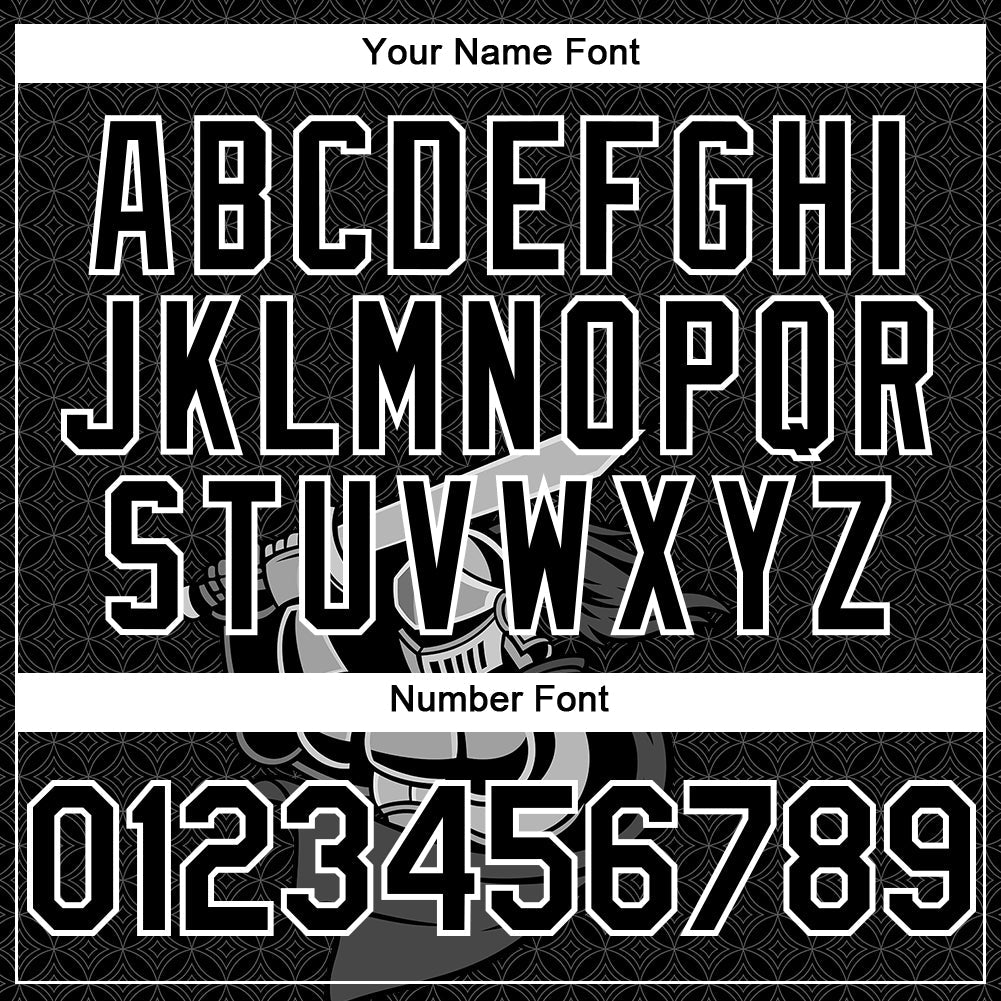 Custom Black White 3D Pattern Design Knight Hero Art Authentic Baseball Jersey view 5