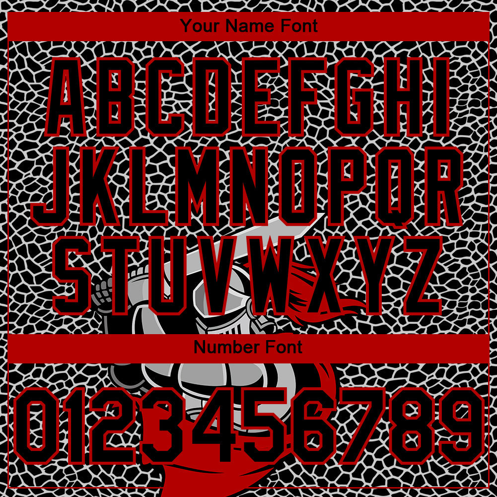 Custom Black Red-White 3D Pattern Design Knight Hero Art Authentic Baseball Jersey view 5