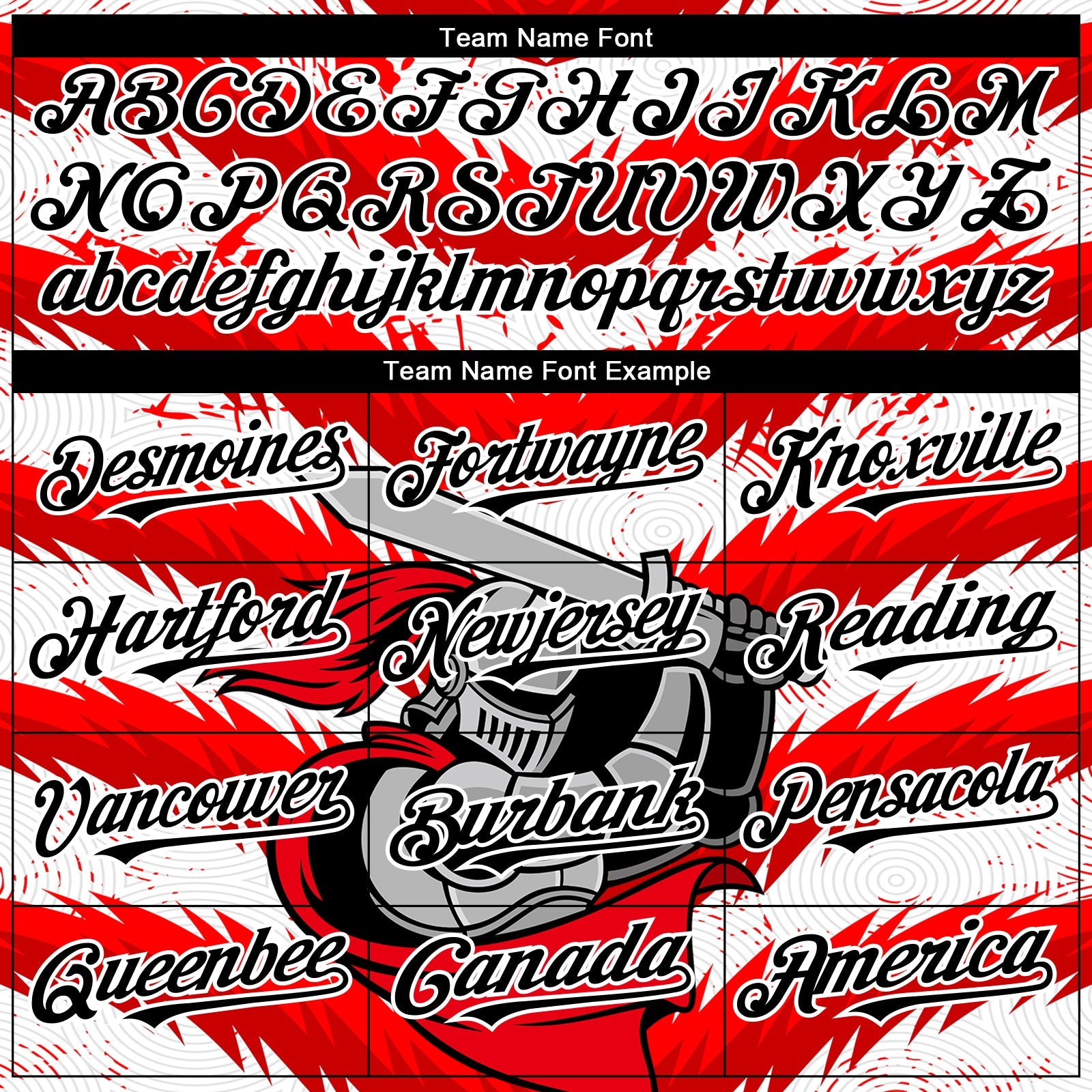 Custom Red Black-White 3D Pattern Design Knight Hero Art Authentic Baseball Jersey view 4