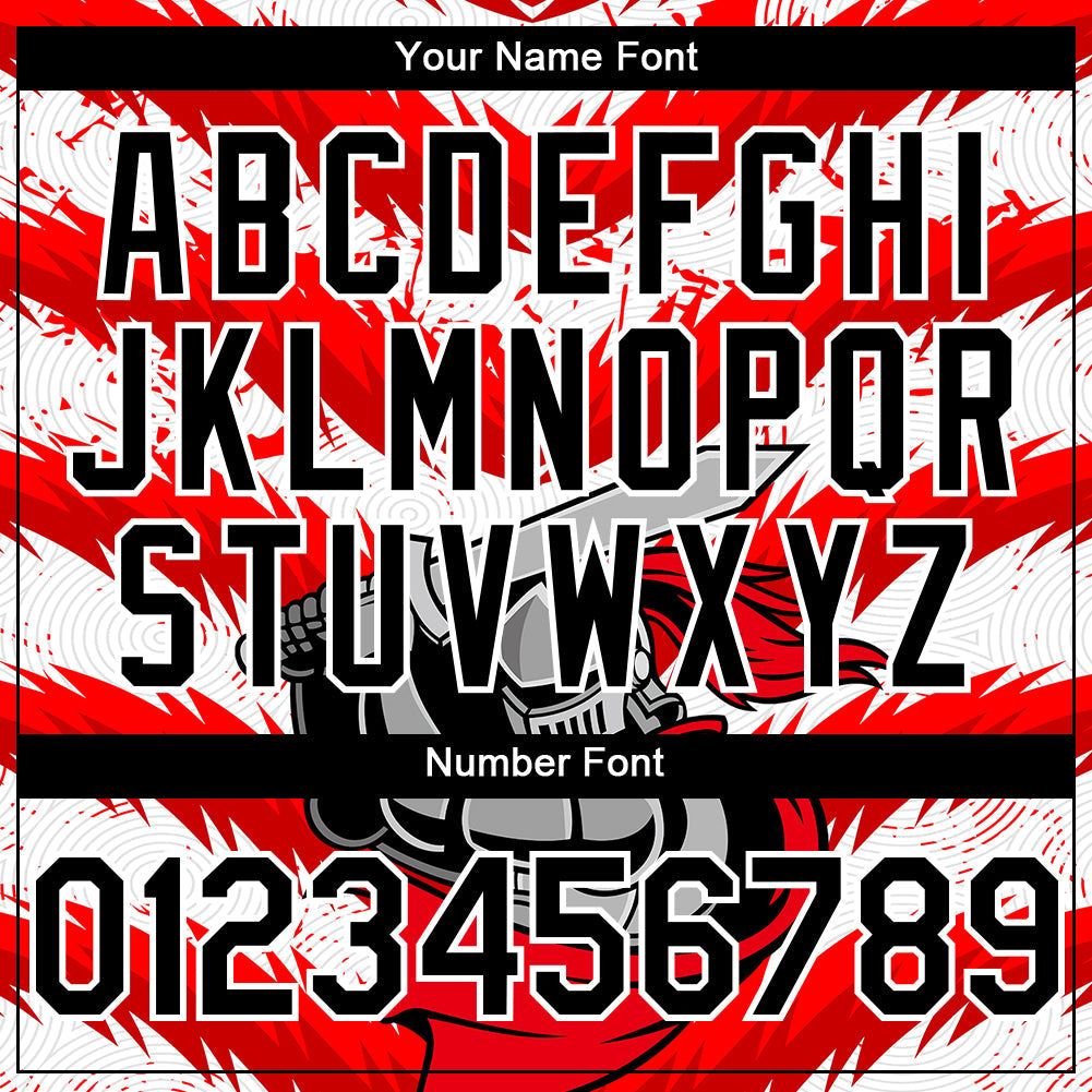 Custom Red Black-White 3D Pattern Design Knight Hero Art Authentic Baseball Jersey view 5