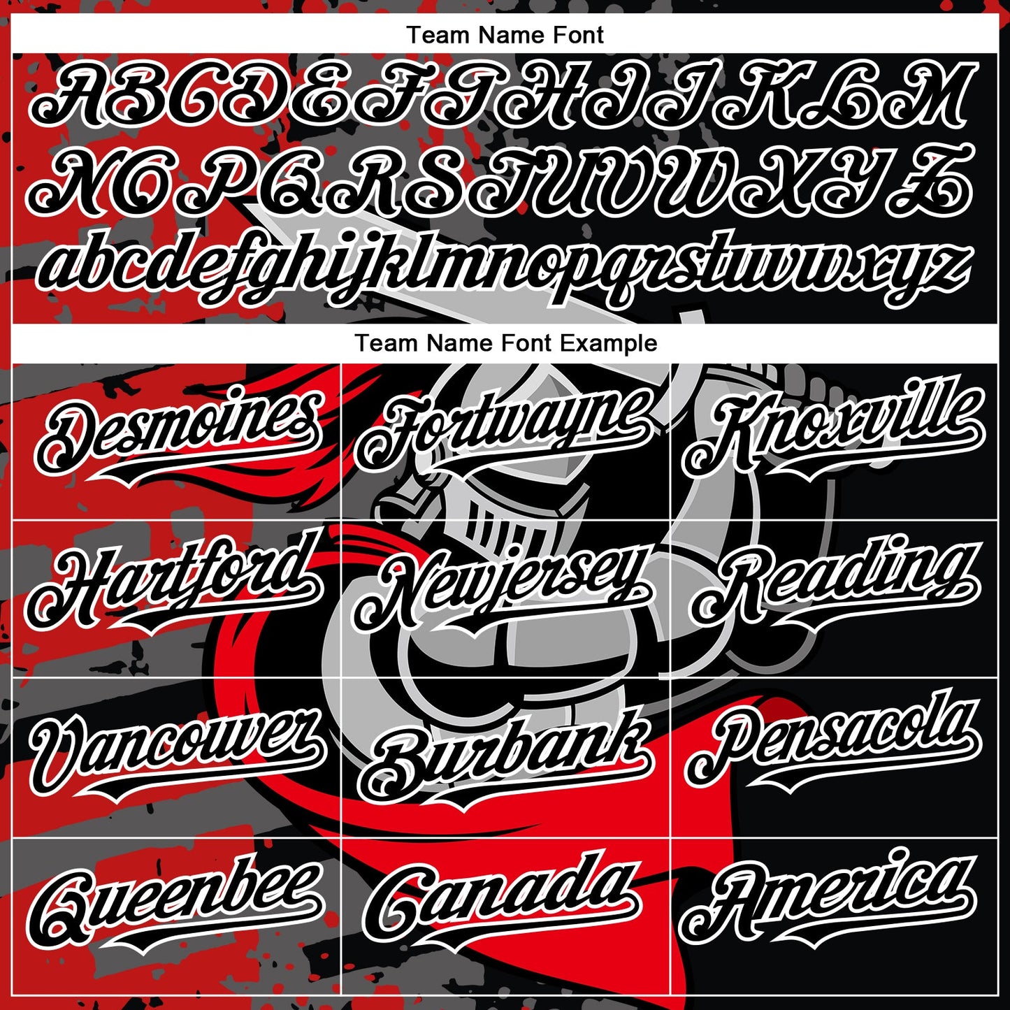 Custom Black Red-White 3D Pattern Design Knight Hero Art Authentic Baseball Jersey view 4