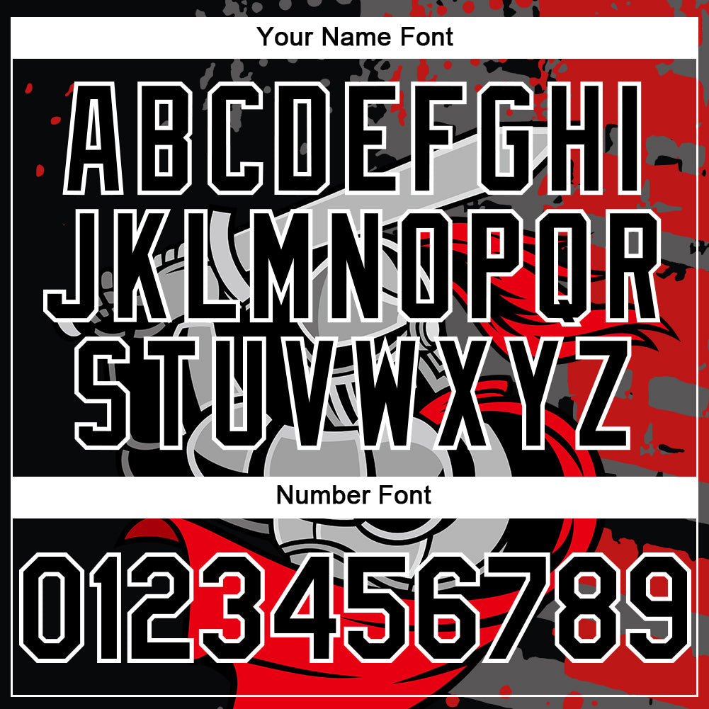 Custom Black Red-White 3D Pattern Design Knight Hero Art Authentic Baseball Jersey view 5