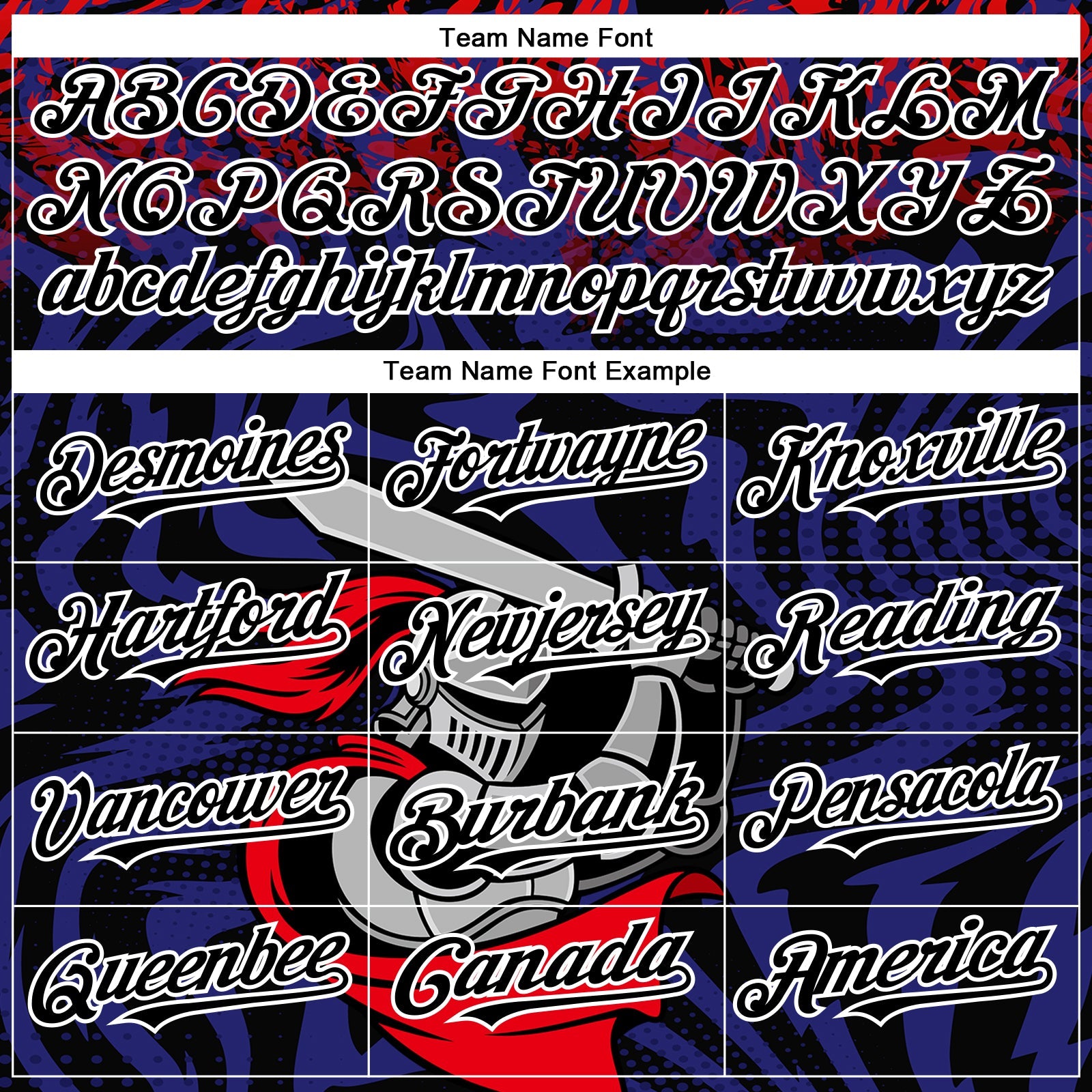 Custom Red Black-Thunder Blue 3D Pattern Design Knight Hero Art Authentic Baseball Jersey view 4