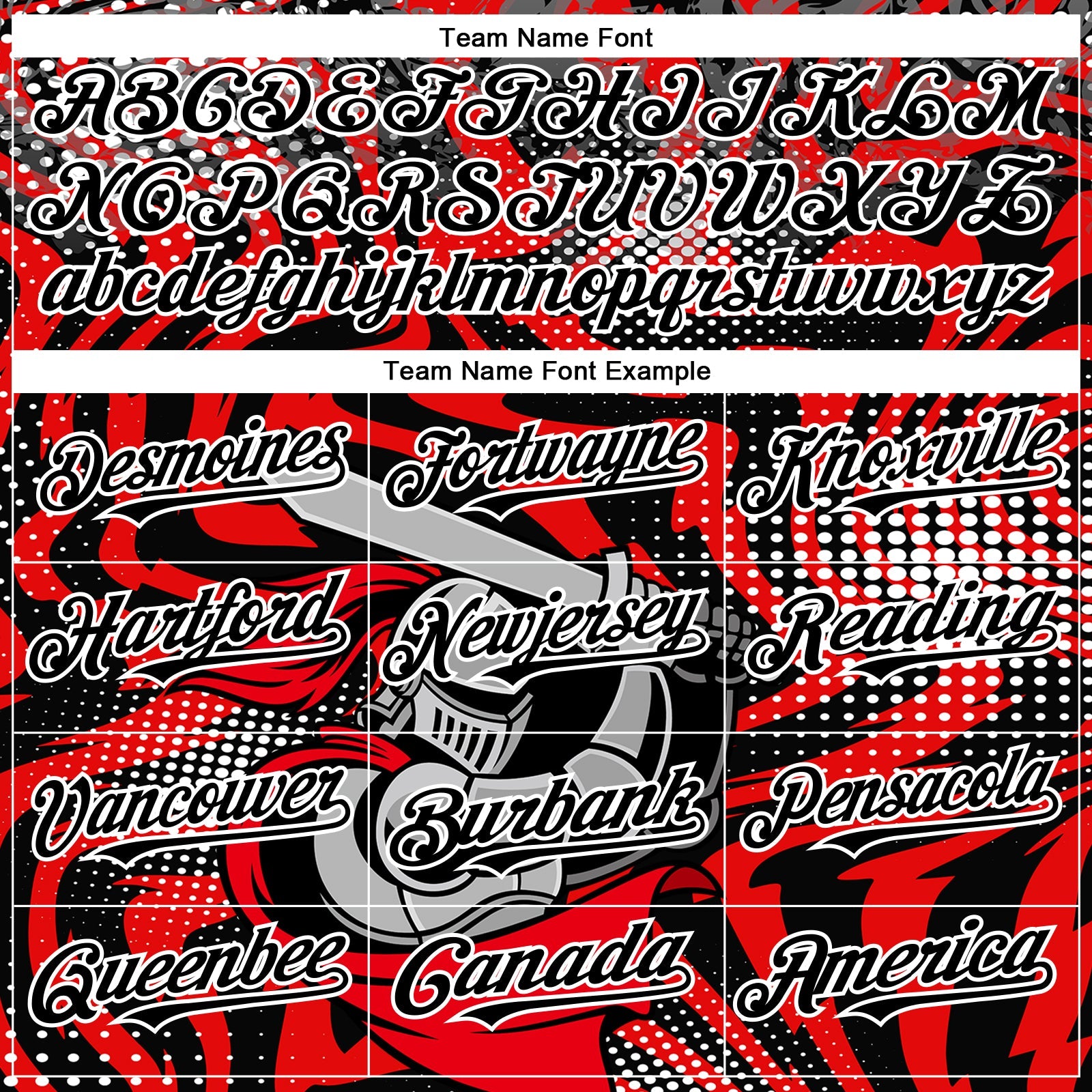 Custom Red Black-White 3D Pattern Design Knight Hero Art Authentic Baseball Jersey view 4