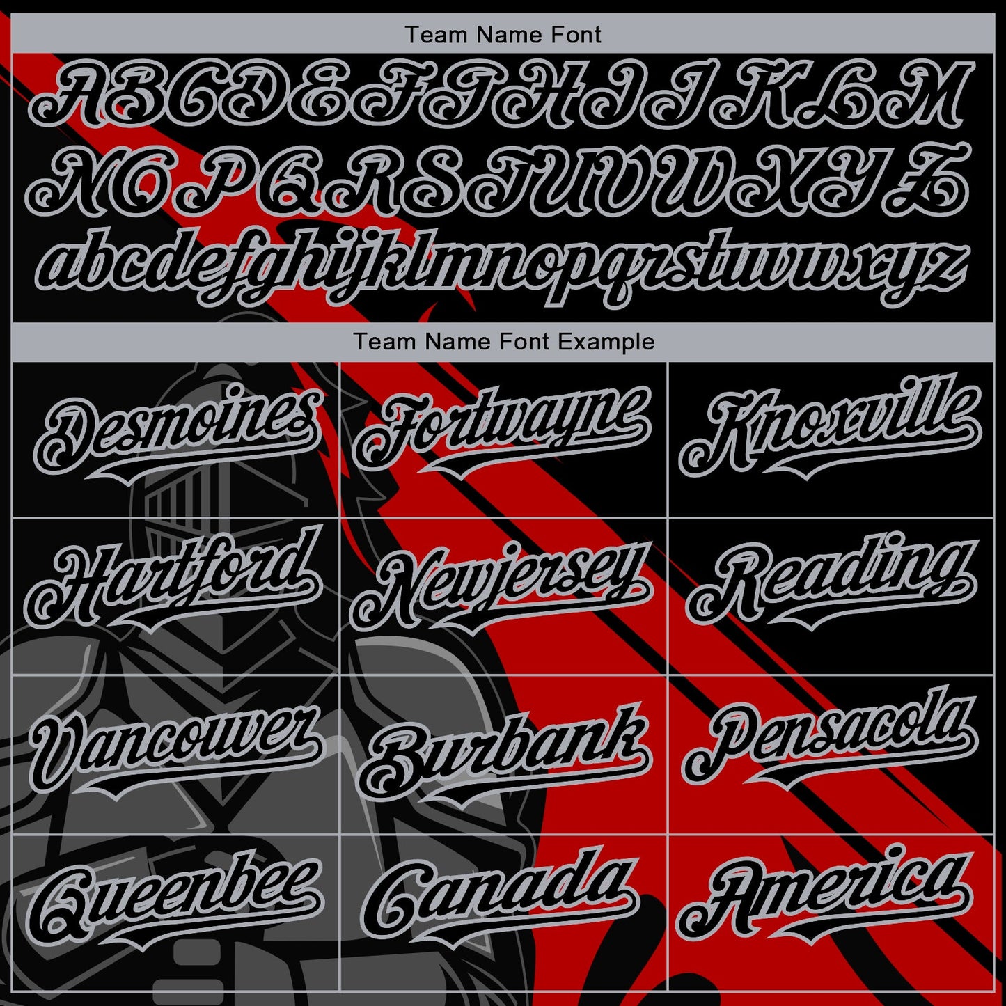 Custom Black Red-Gray 3D Pattern Design Knight Hero Art Authentic Baseball Jersey view 4