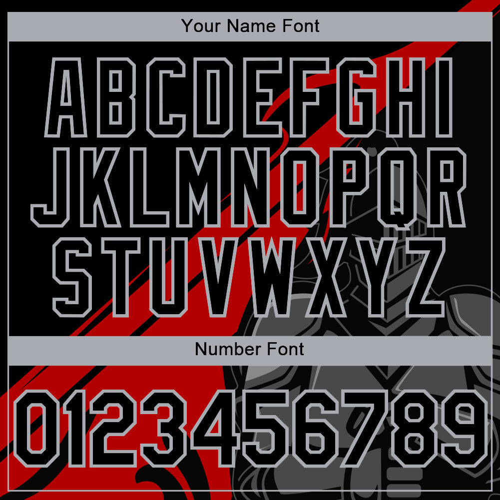 Custom Black Red-Gray 3D Pattern Design Knight Hero Art Authentic Baseball Jersey view 5