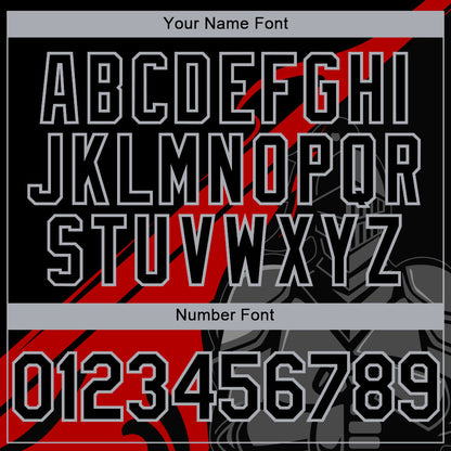 Custom Black Red-Gray 3D Pattern Design Knight Hero Art Authentic Baseball Jersey view 5