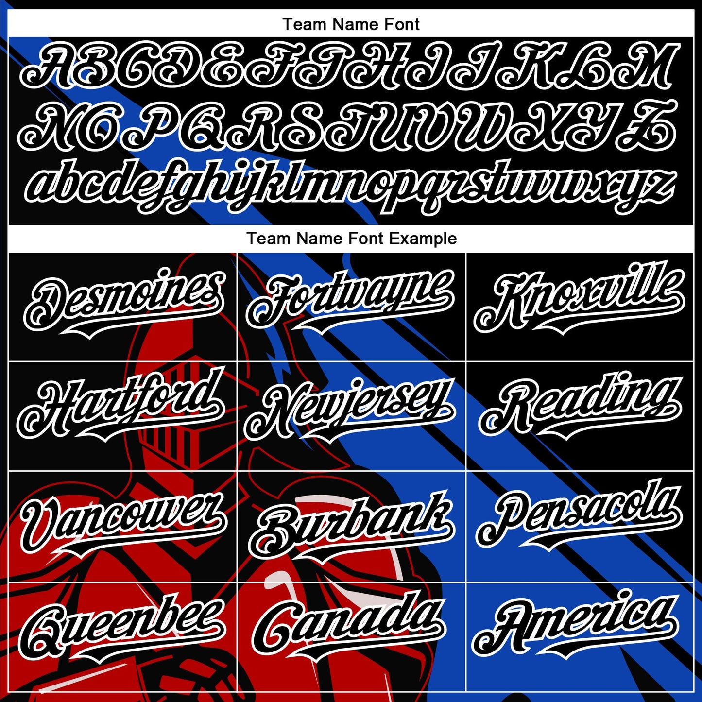 Custom Black Thunder Blue-Red 3D Pattern Design Knight Hero Art Authentic Baseball Jersey view 4