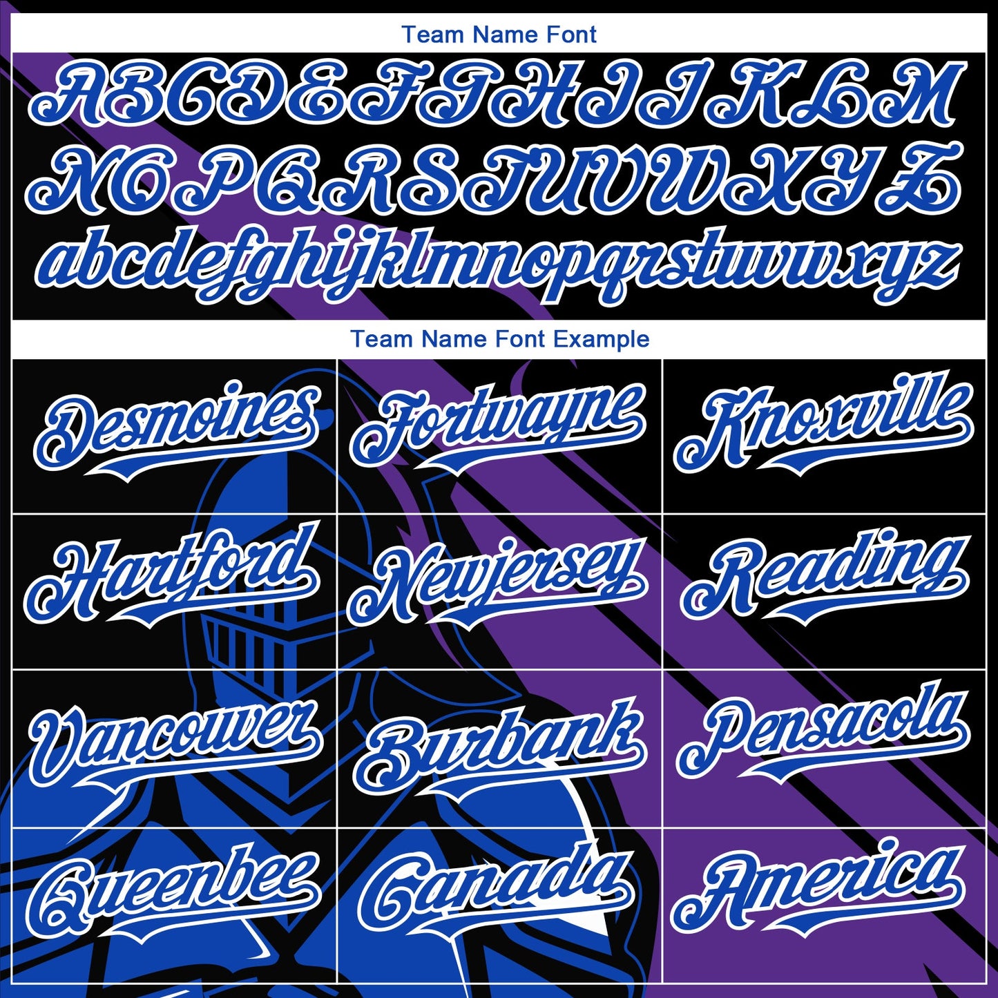 Custom Black Thunder Blue-Purple 3D Pattern Design Knight Hero Art Authentic Baseball Jersey view 4
