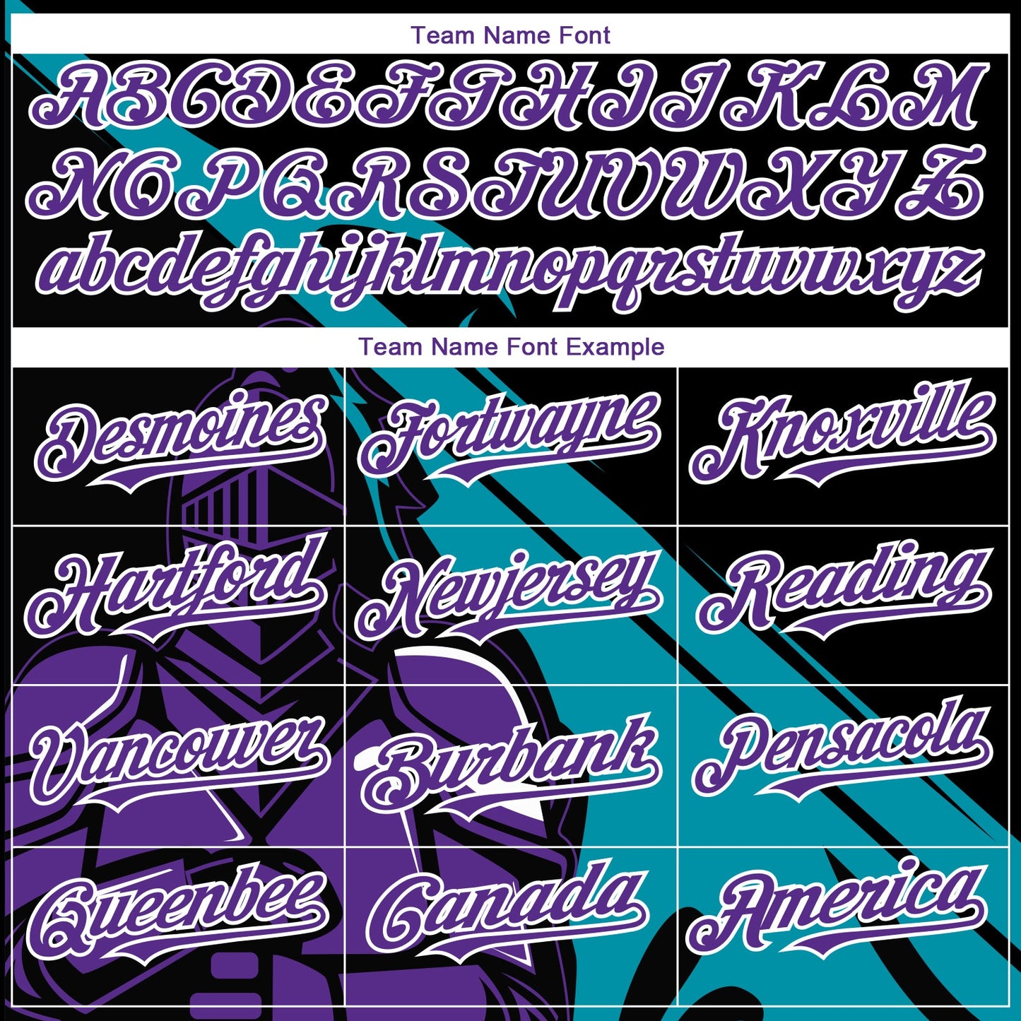 Custom Black Purple-Teal 3D Pattern Design Knight Hero Art Authentic Baseball Jersey view 4