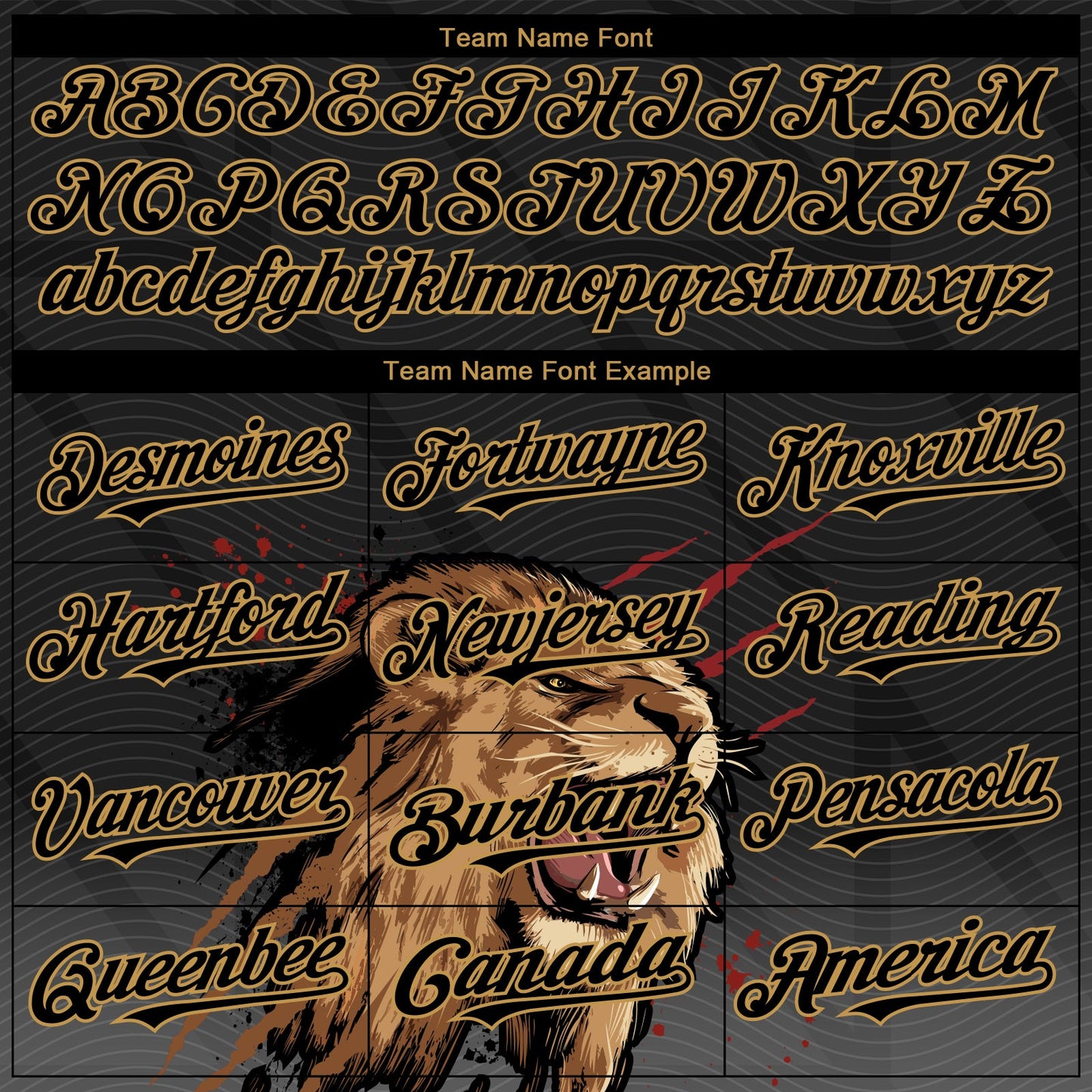 Custom Black Old Gold 3D Pattern Design Animal Lion Authentic Baseball Jersey view 4