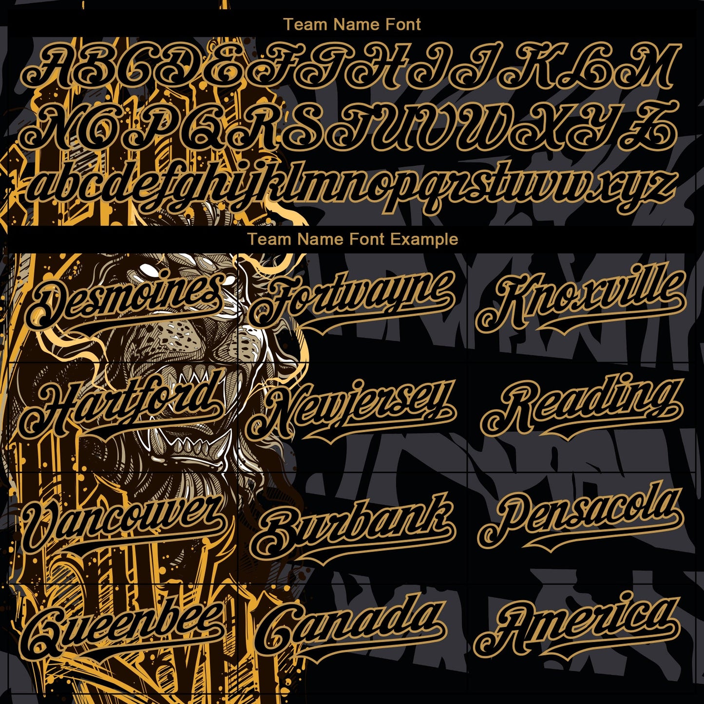 Custom Black Old Gold 3D Pattern Design Animal Lion Authentic Baseball Jersey view 4