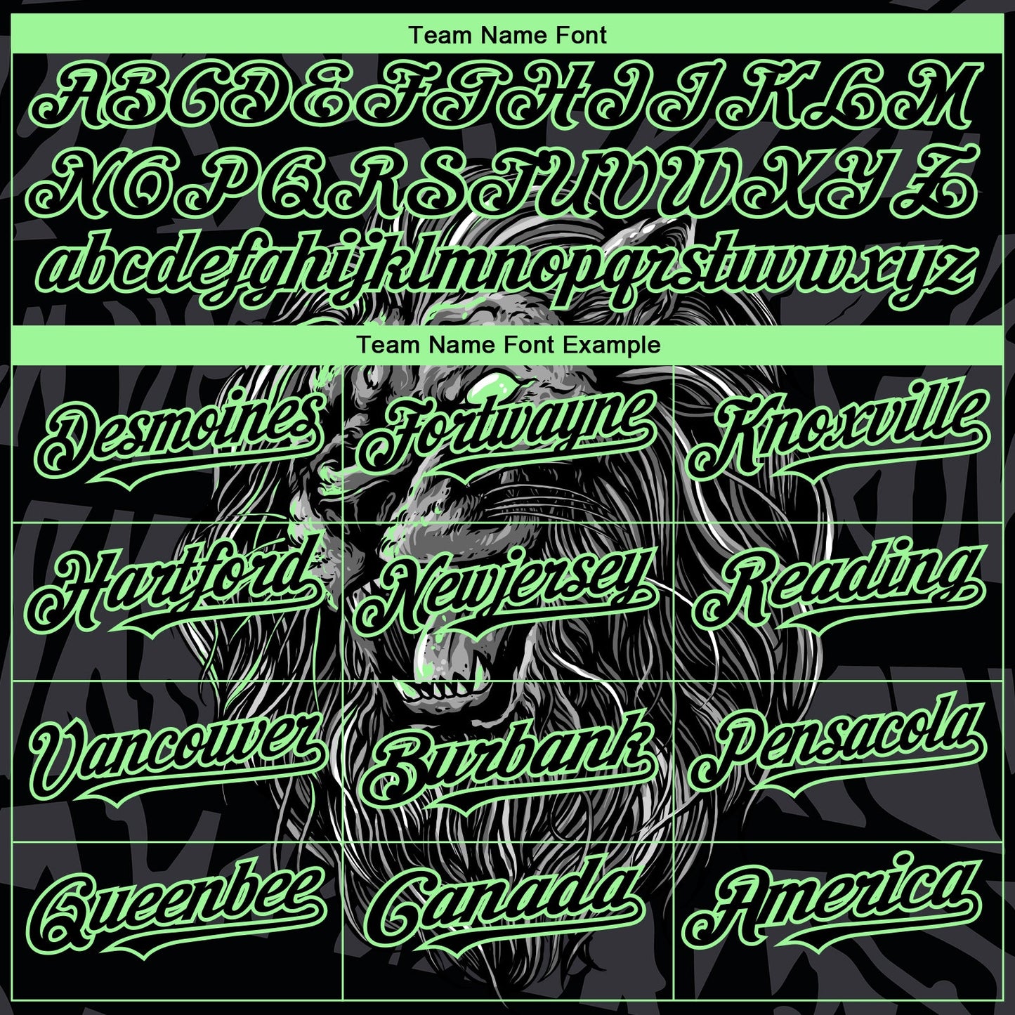 Custom Black Pea Green 3D Pattern Design Animal Lion Authentic Baseball Jersey view 4