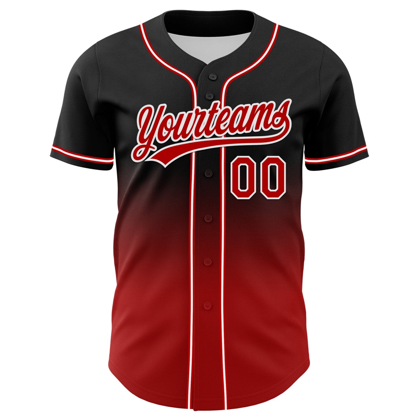 Custom Black Red-White 3D Pattern Halloween Skull Authentic Baseball Jersey view 2