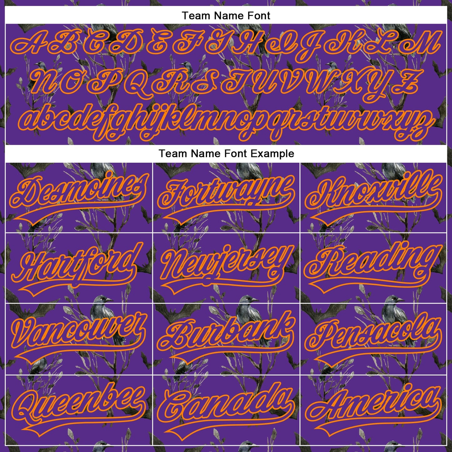 Custom Purple Bay Orange 3D Pattern Halloween Authentic Baseball Jersey view 4