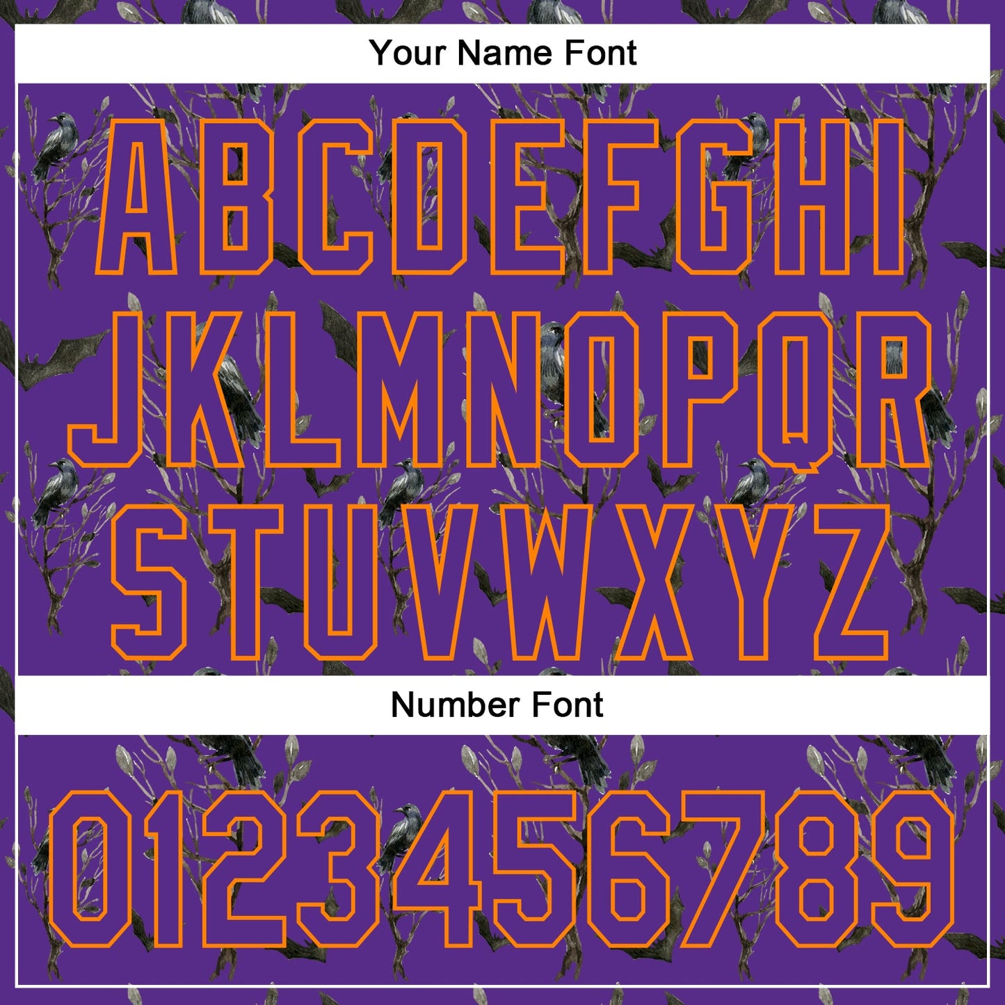 Custom Purple Bay Orange 3D Pattern Halloween Authentic Baseball Jersey view 5