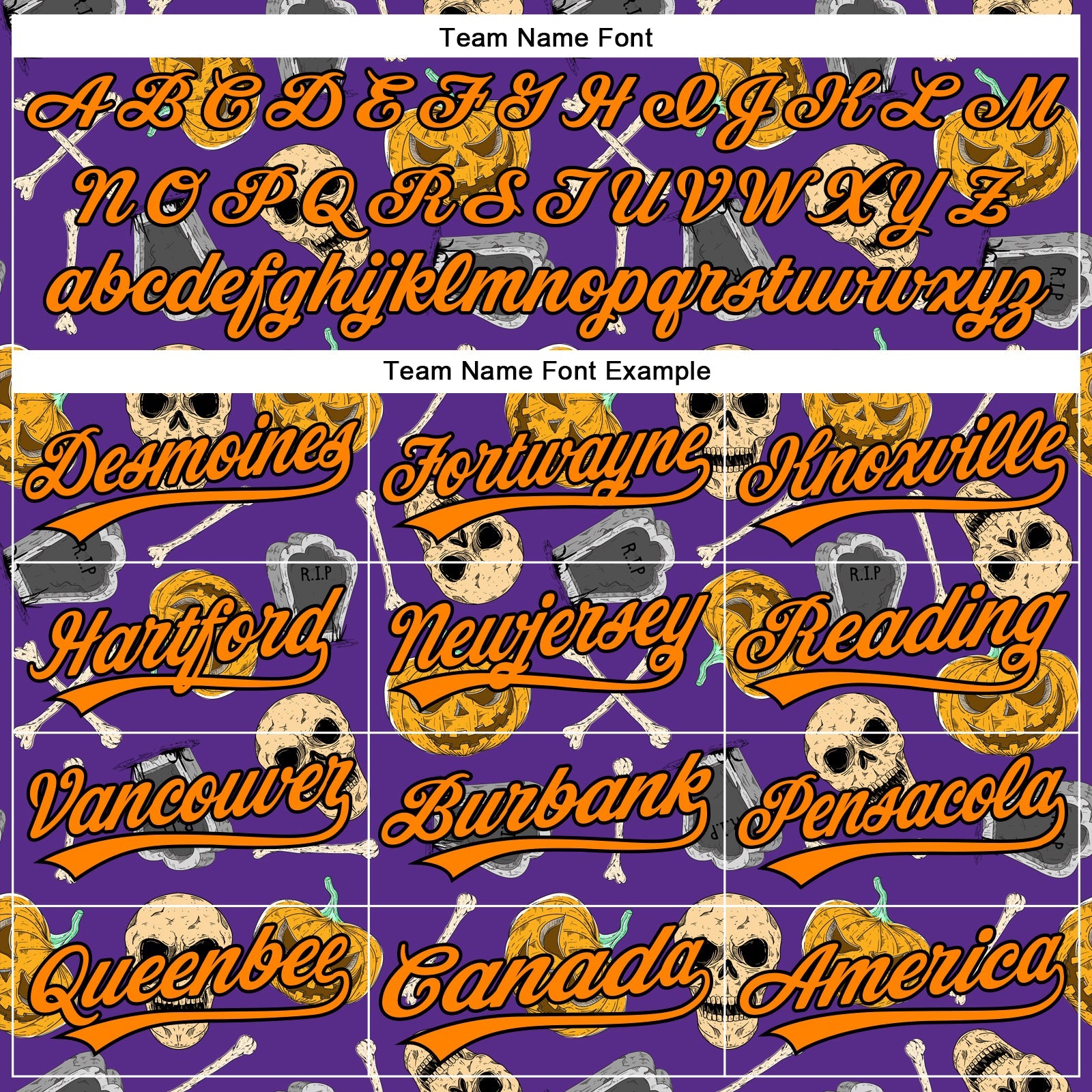 Custom Purple Bay Orange-Black 3D Pattern Halloween Skull Authentic Baseball Jersey view 4