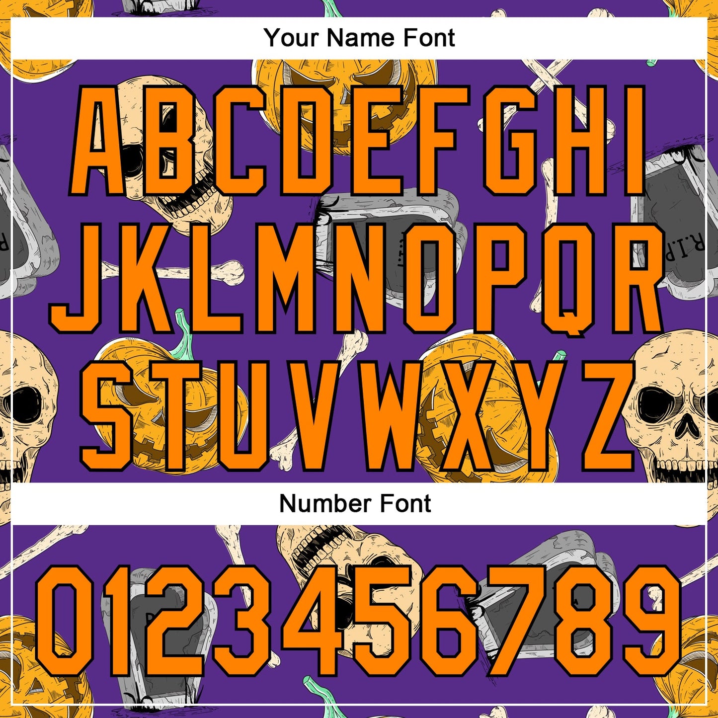 Custom Purple Bay Orange-Black 3D Pattern Halloween Skull Authentic Baseball Jersey view 5