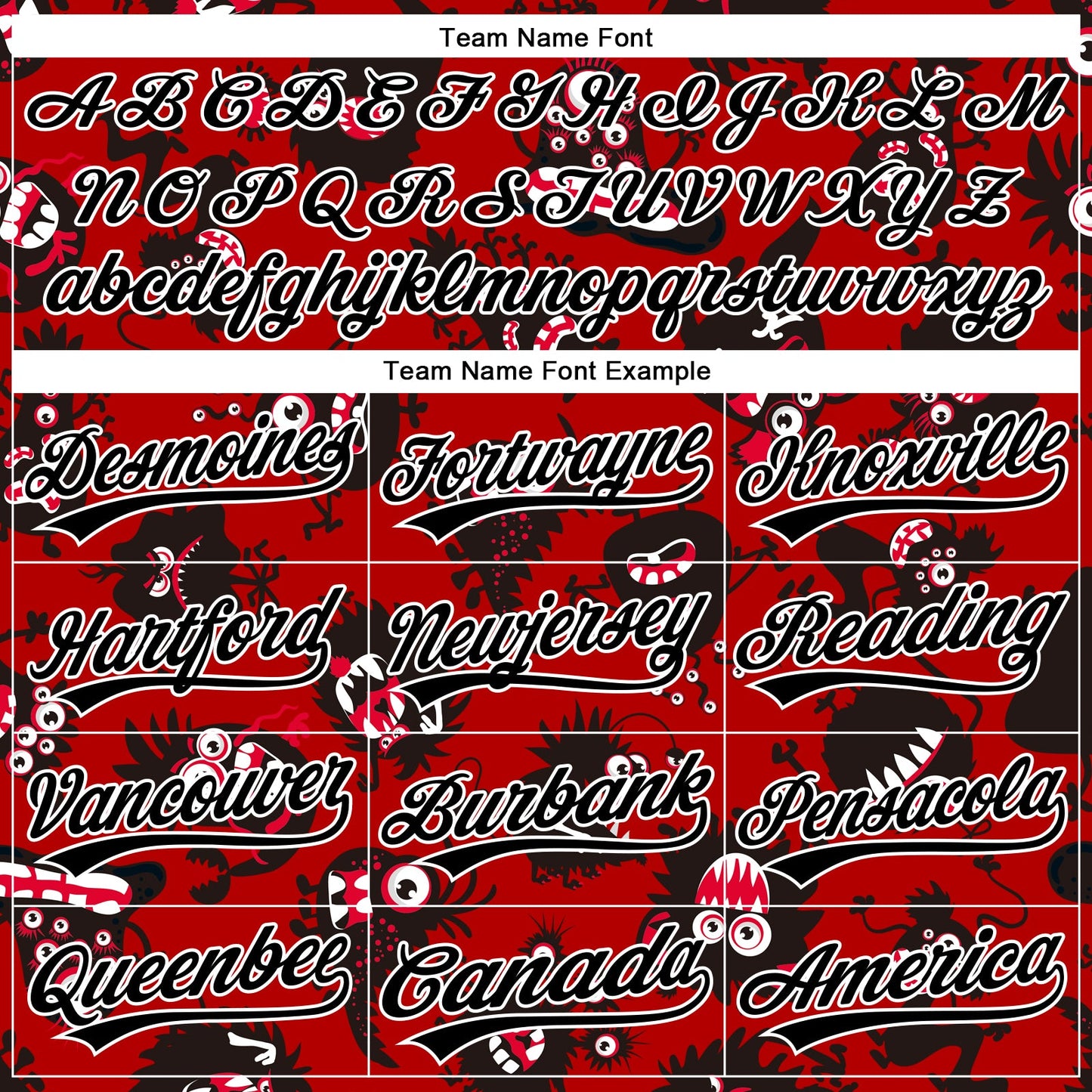 Custom Red Black-White 3D Pattern Halloween Authentic Baseball Jersey view 4