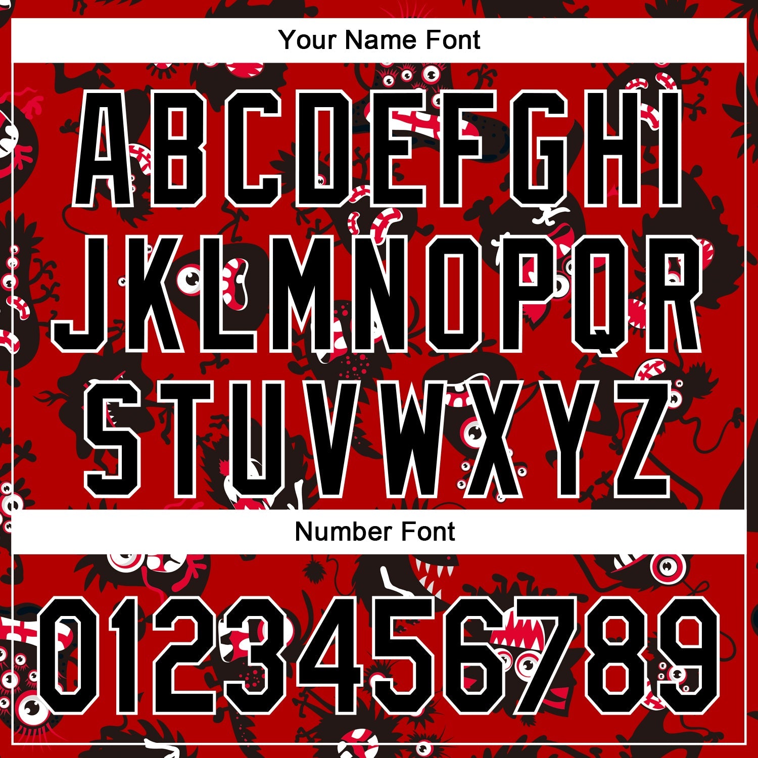 Custom Red Black-White 3D Pattern Halloween Authentic Baseball Jersey view 5