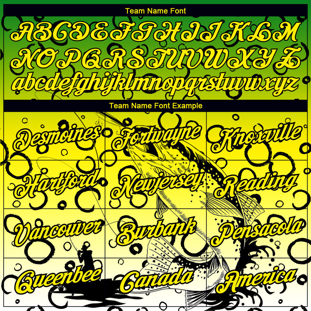 Custom Grass Green Light Yellow-Black 3D Pattern Design Trout Fish Fishing Performance T-Shirt view 4