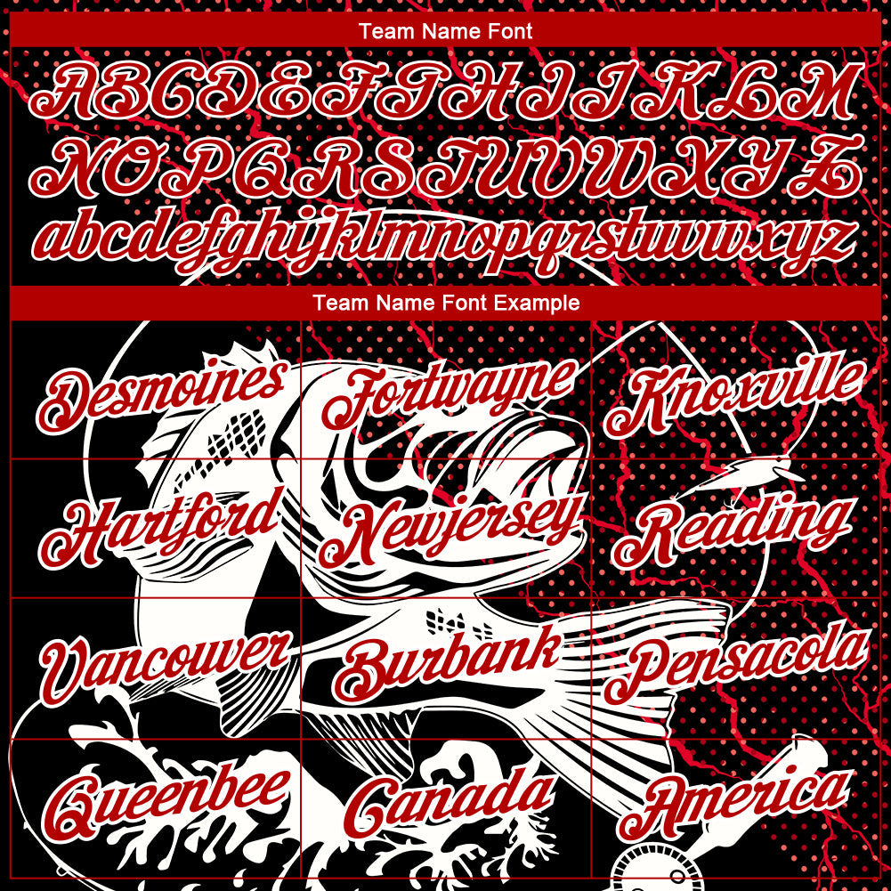 Custom Black Red-White 3D Pattern Design Fishing Performance T-Shirt view 4