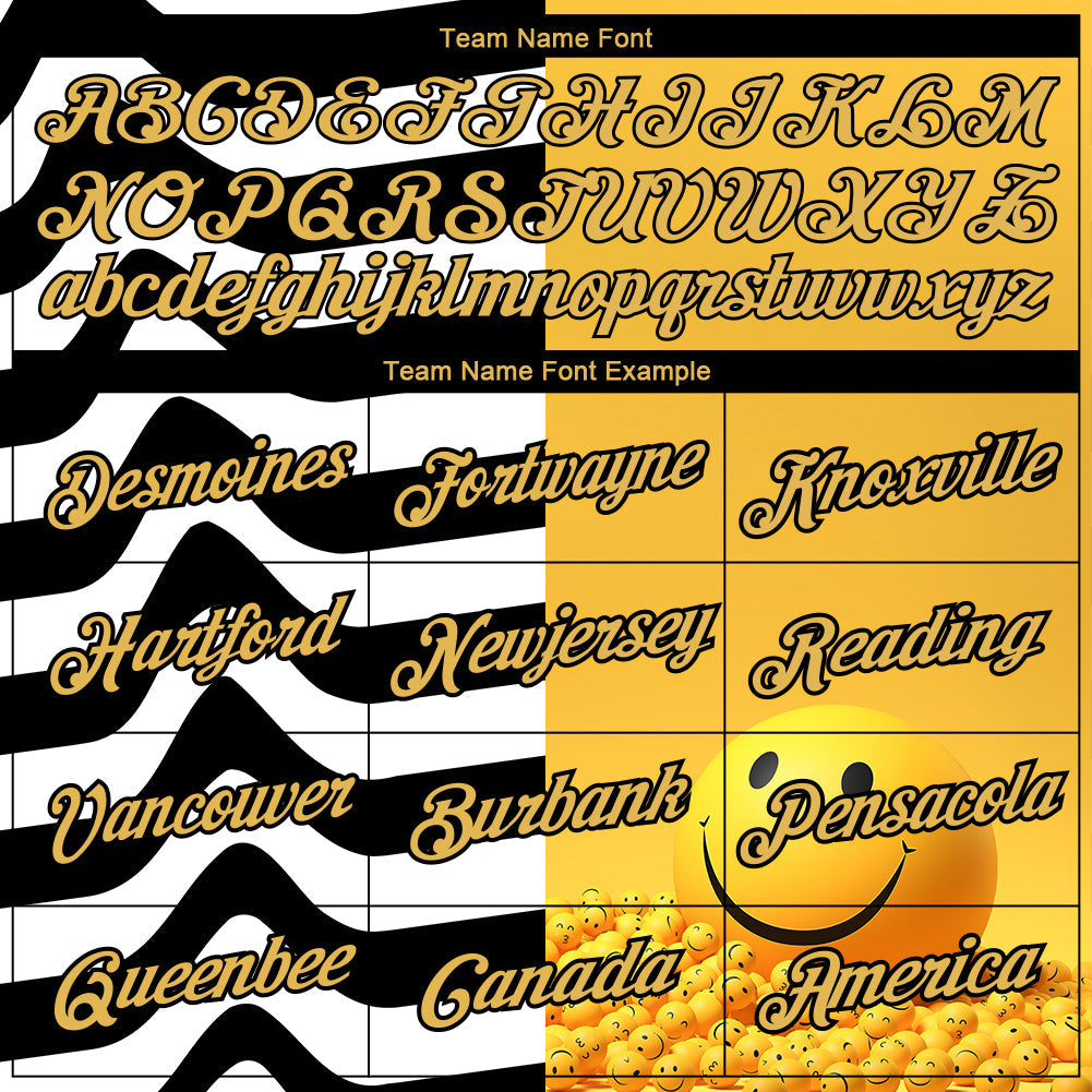 Custom Yellow Black-White 3D Pattern Design Smile Emoji Performance T-Shirt view 3