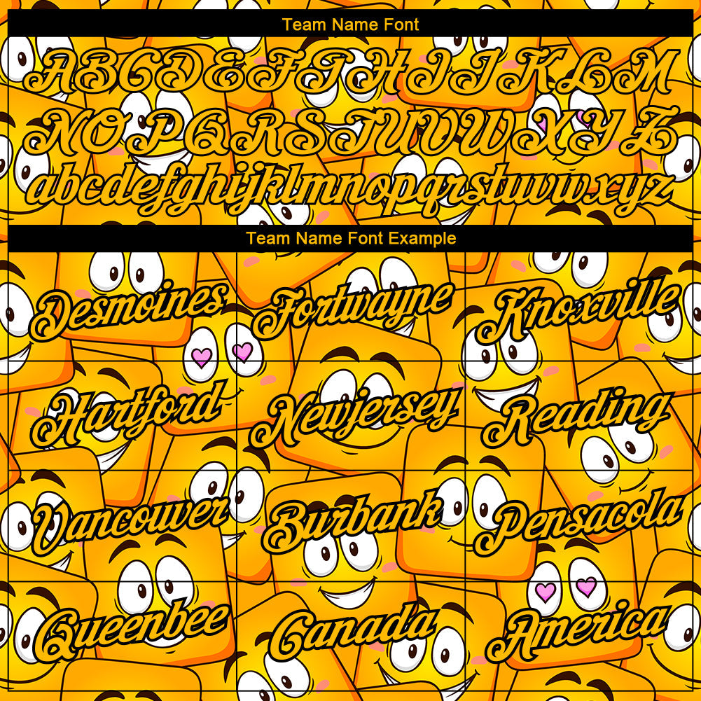 Custom Gold Black-White 3D Pattern Design Smile Emoji Performance T-Shirt view 3