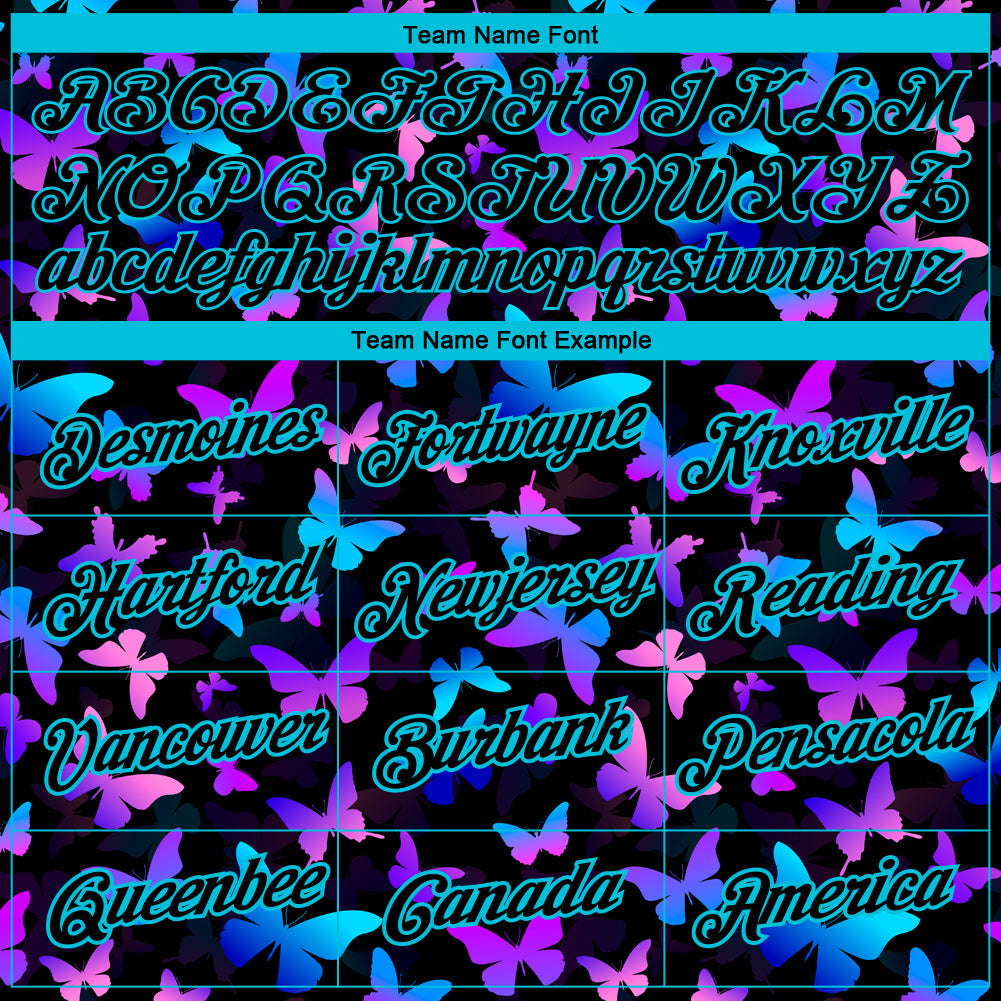 Custom Black Lakes Blue 3D Pattern Design Butterfly Performance T-Shirt view 3