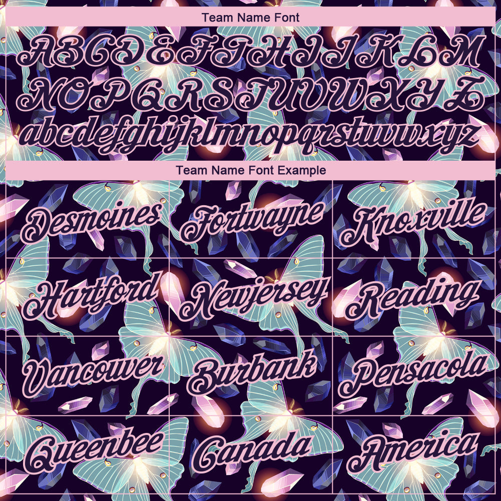 Custom Dark Purple Light Pink 3D Pattern Design Butterfly Performance T-Shirt view 3