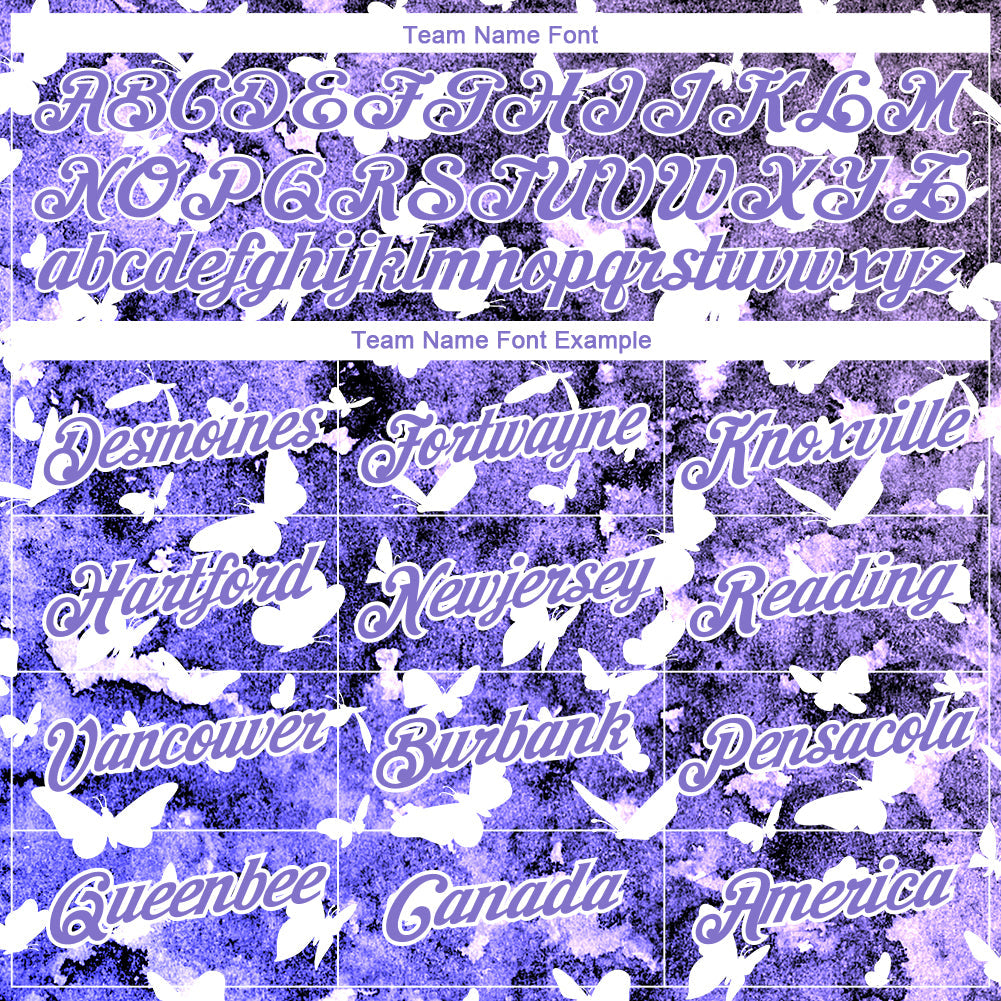 Custom Medium Purple White 3D Pattern Design Butterfly Performance T-Shirt view 3