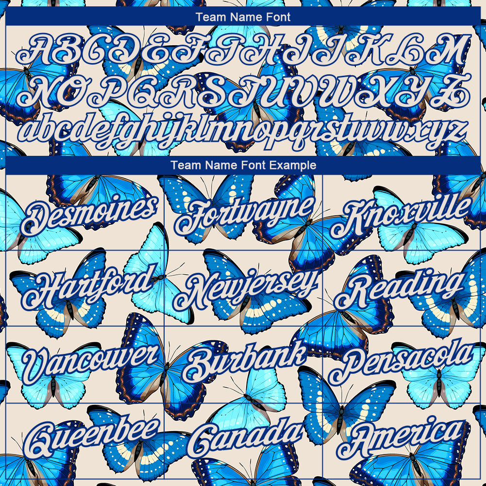 Custom Cream Royal 3D Pattern Design Butterfly Performance T-Shirt view 3