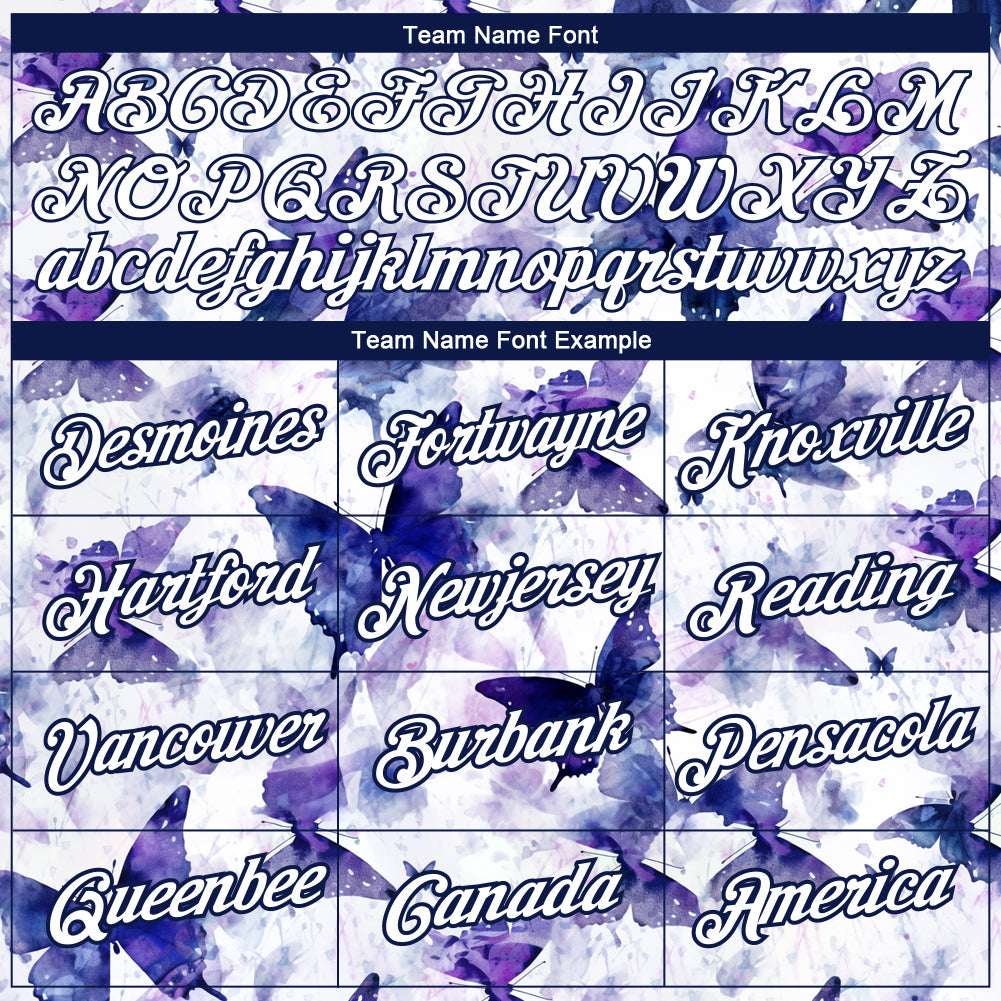 Custom White Navy 3D Pattern Design Butterfly Performance T-Shirt view 3