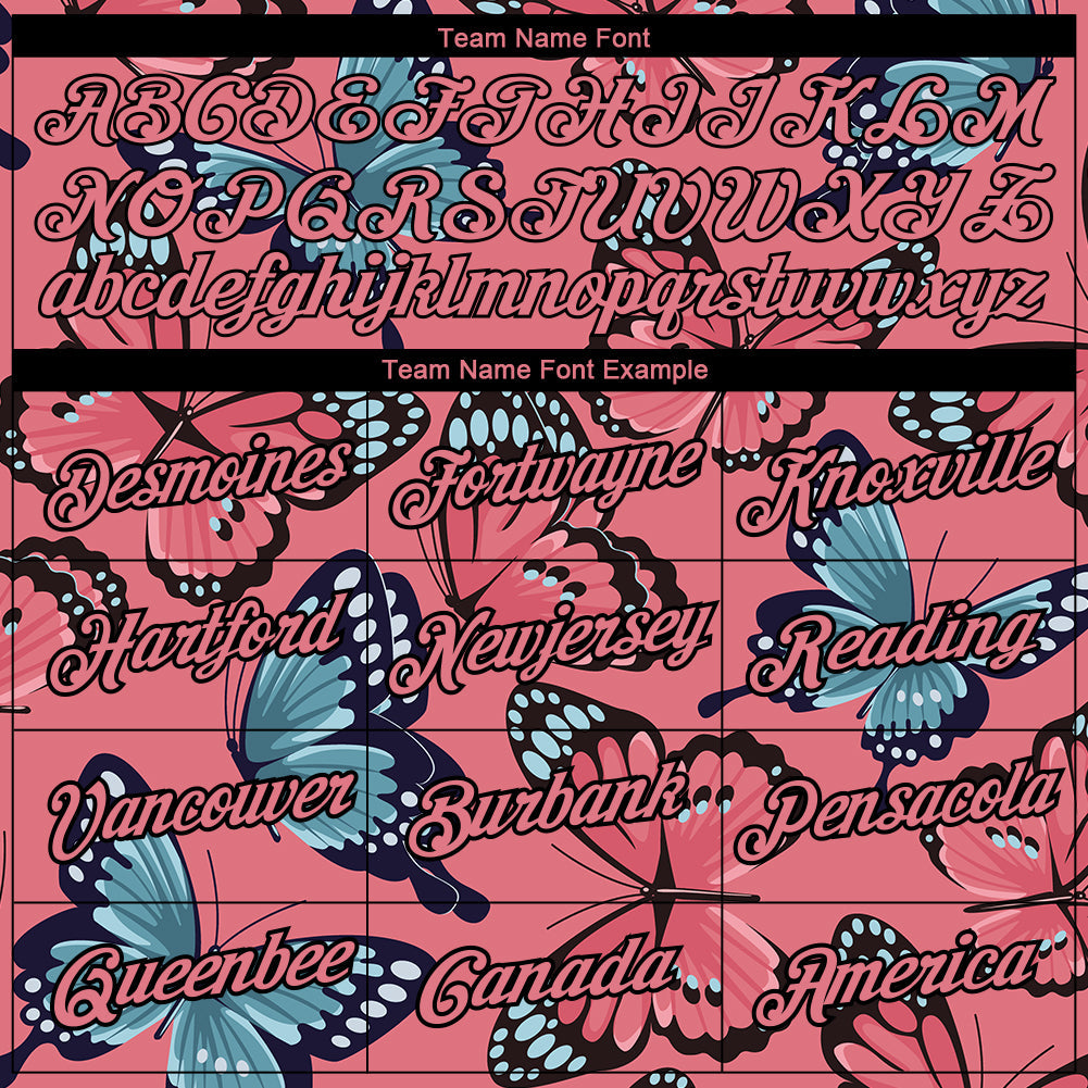 Custom Medium Pink Black 3D Pattern Design Butterfly Performance T-Shirt view 3