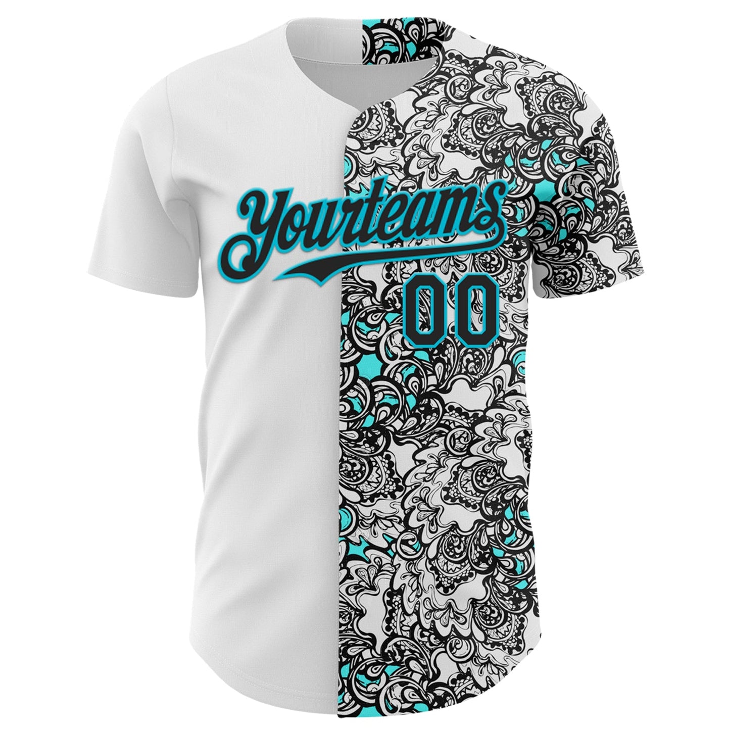 Custom White Black-Lakes Blue 3D Pattern Design Vintage Tattoos Authentic Baseball Jersey view 2