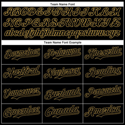 Custom Black Old Gold 3D Pattern Design Vintage Tattoos Authentic Baseball Jersey view 4