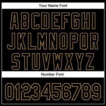 Custom Black Old Gold 3D Pattern Design Vintage Tattoos Authentic Baseball Jersey view 5