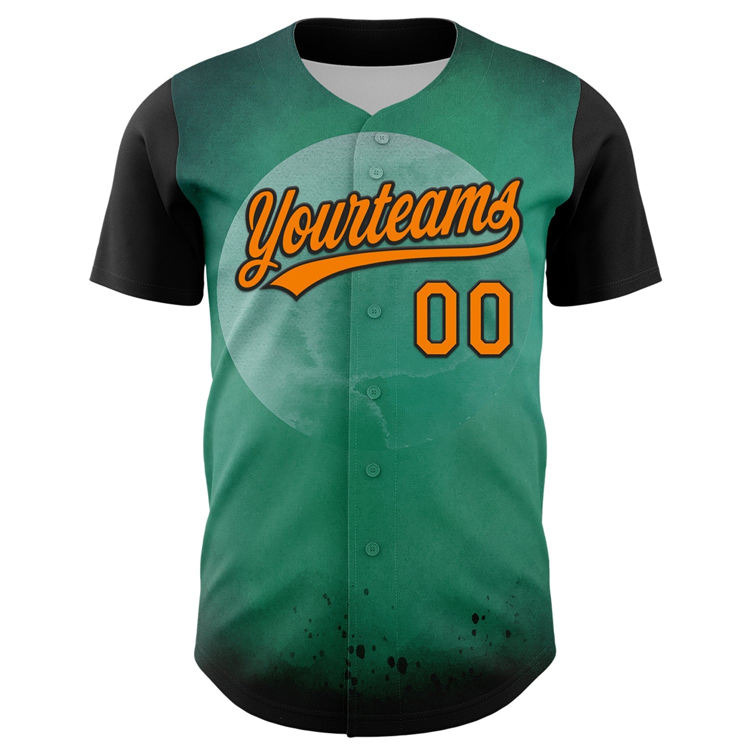 Custom Green Bay Orange-Black 3D Halloween Authentic Baseball Jersey view 2