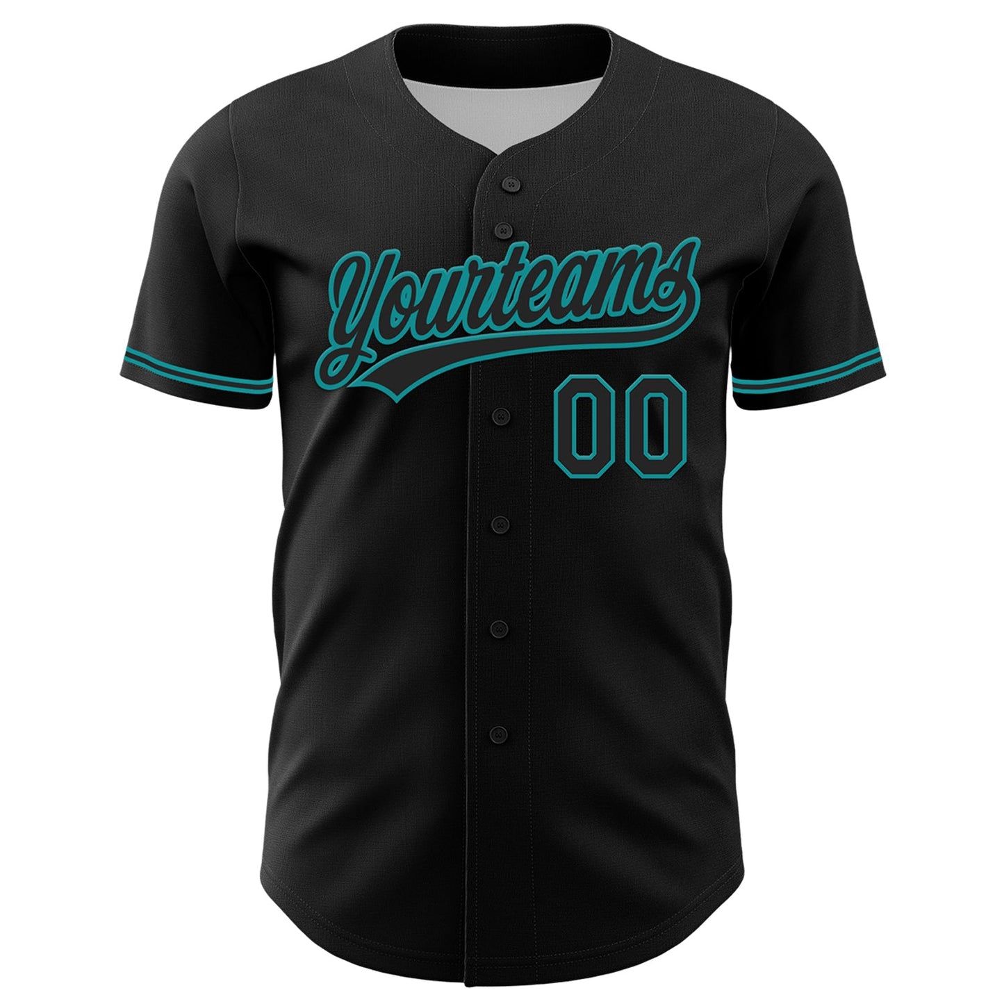 Custom Black Teal 3D Halloween Authentic Baseball Jersey view 2