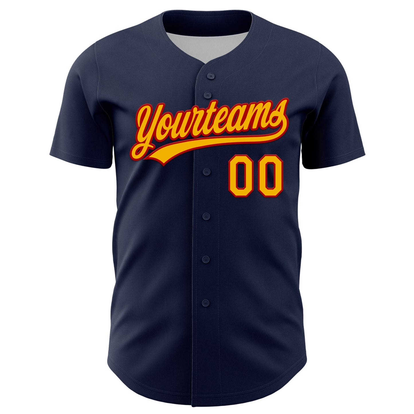 Custom Navy Gold-Red 3D Halloween Authentic Baseball Jersey view 2